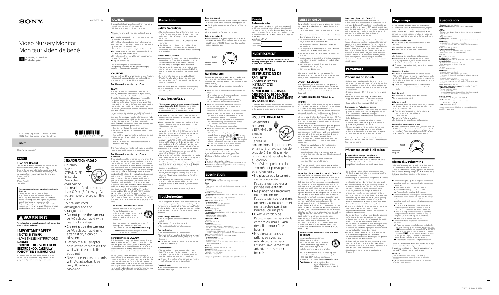 Sony NTMV1T User Manual