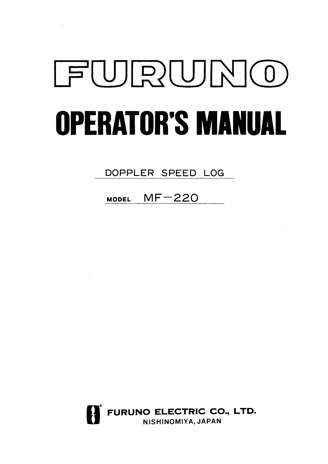 Furuno MF-220 OPERATORS MANUAL