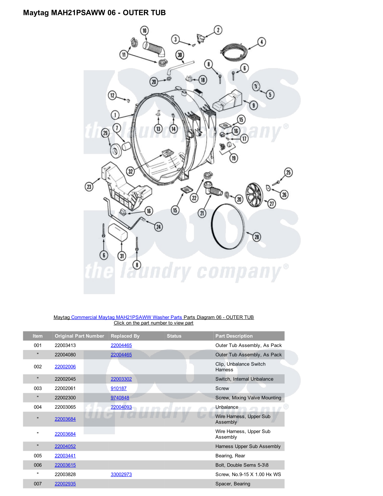 Maytag MAH21PSAWW Parts Diagram