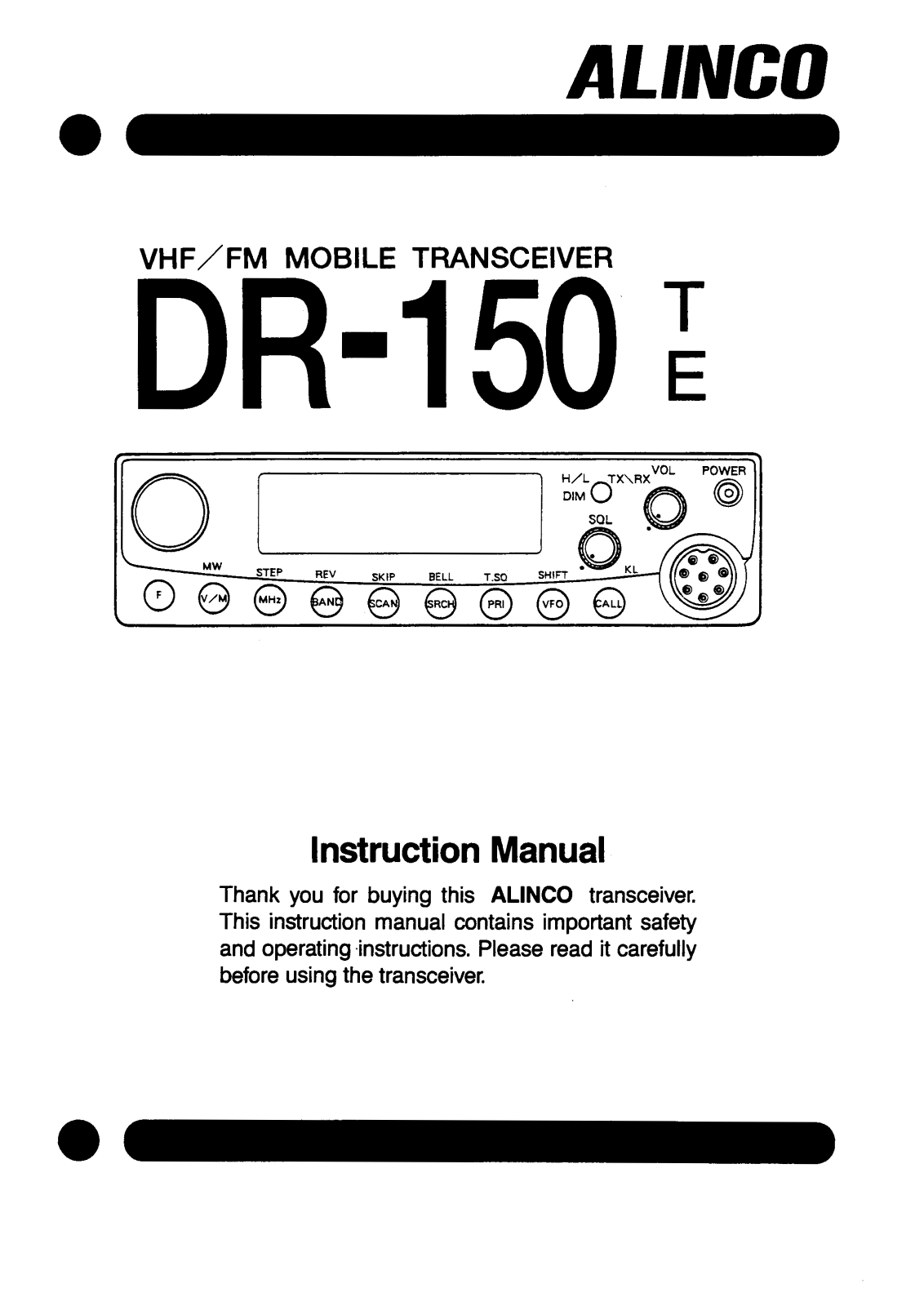 Alinco DR-150E, DR-150T User guide