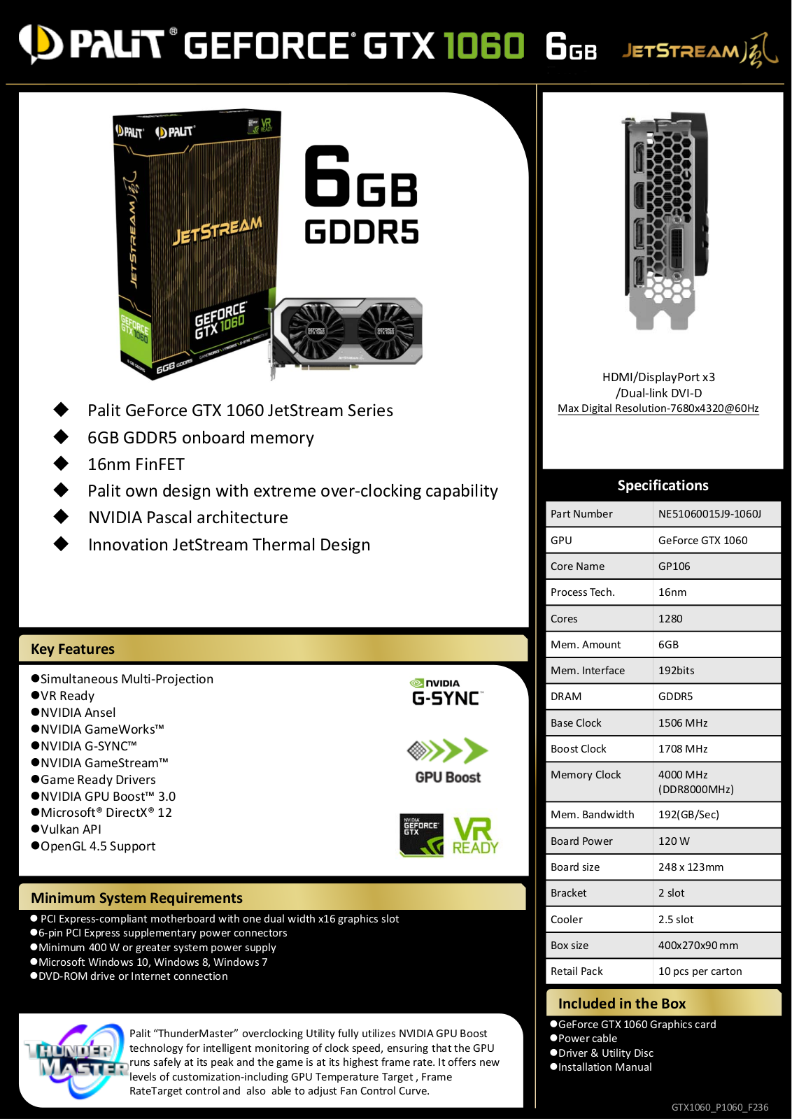 Palit GTX 1060 JetStream User Manual