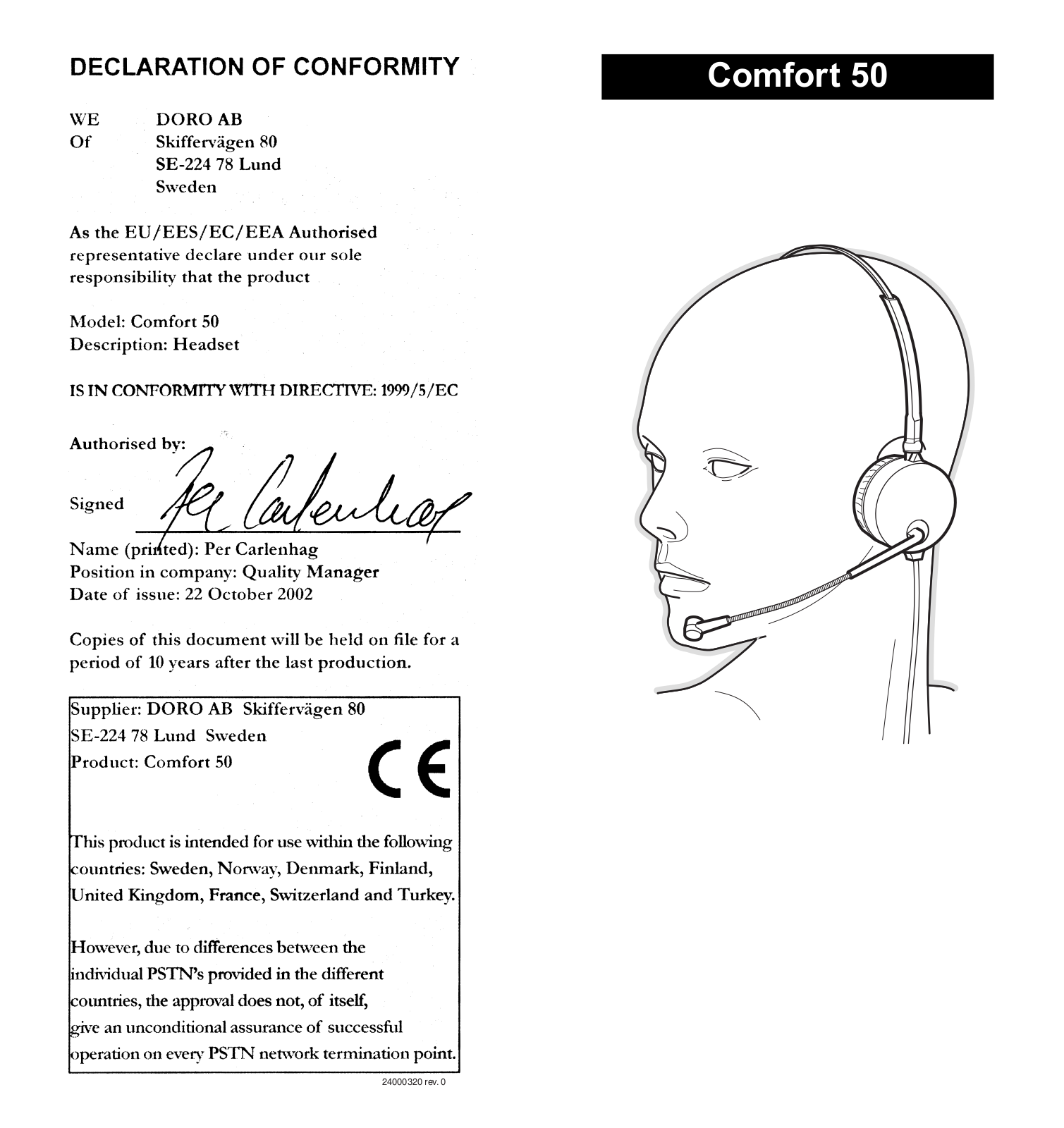 DORO Comfort 50 User Manual