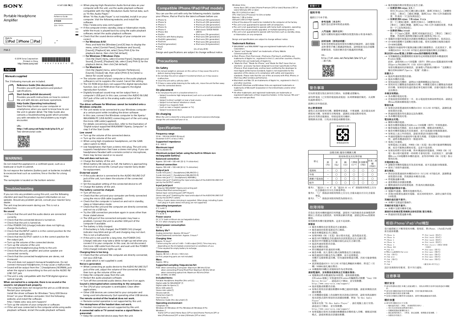 Sony PHA3 User Manual