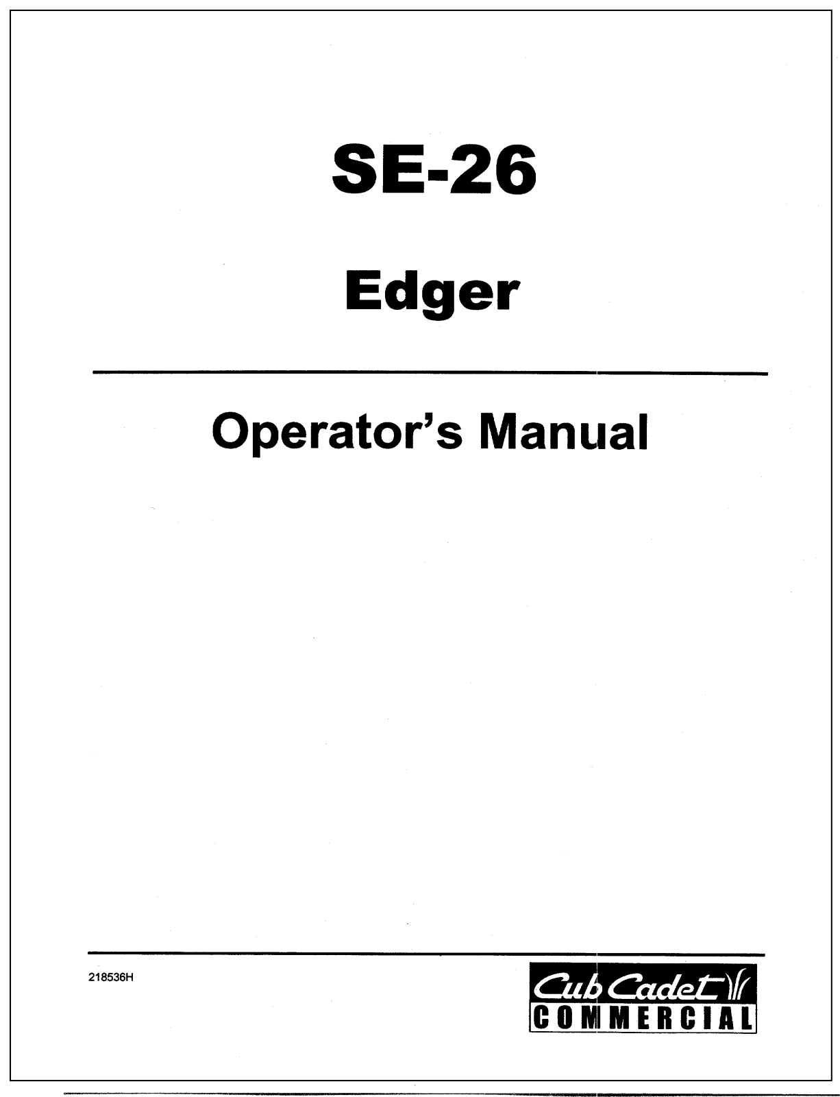 cub cadet SE26 owners Manual