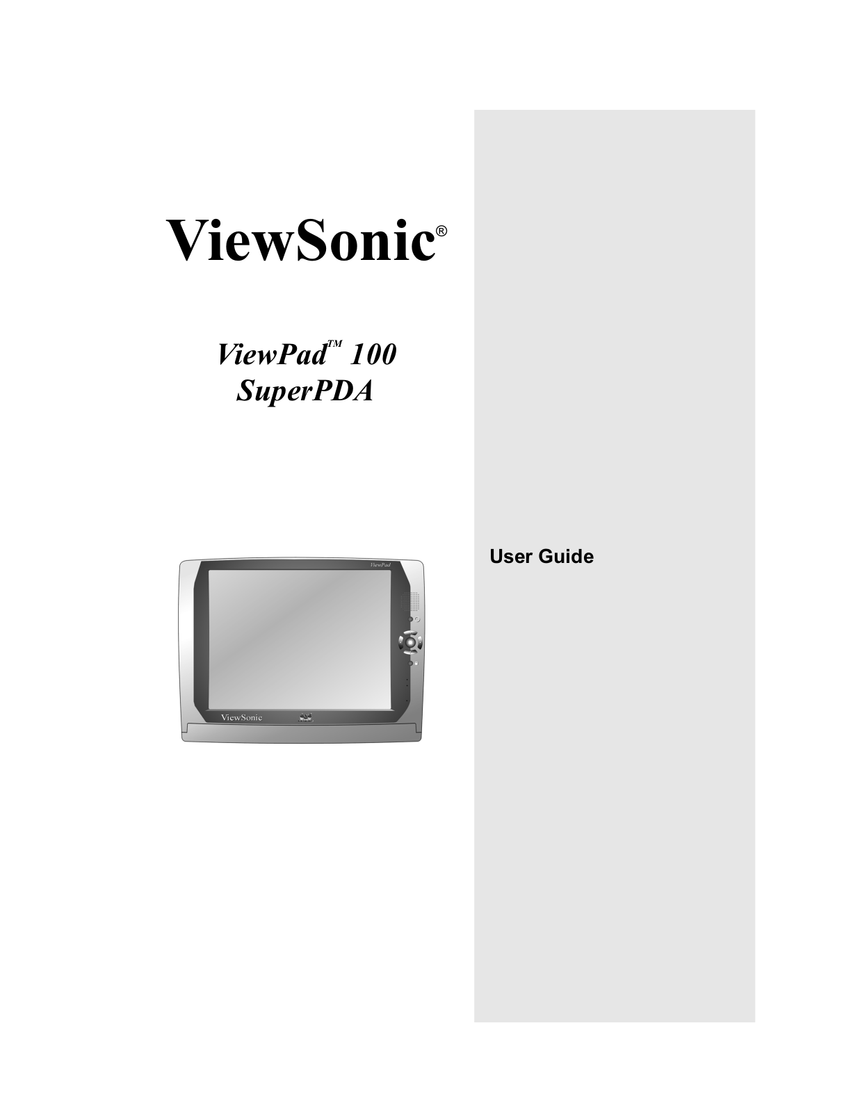 VIEWSONIC ViewPad 100 User Manual