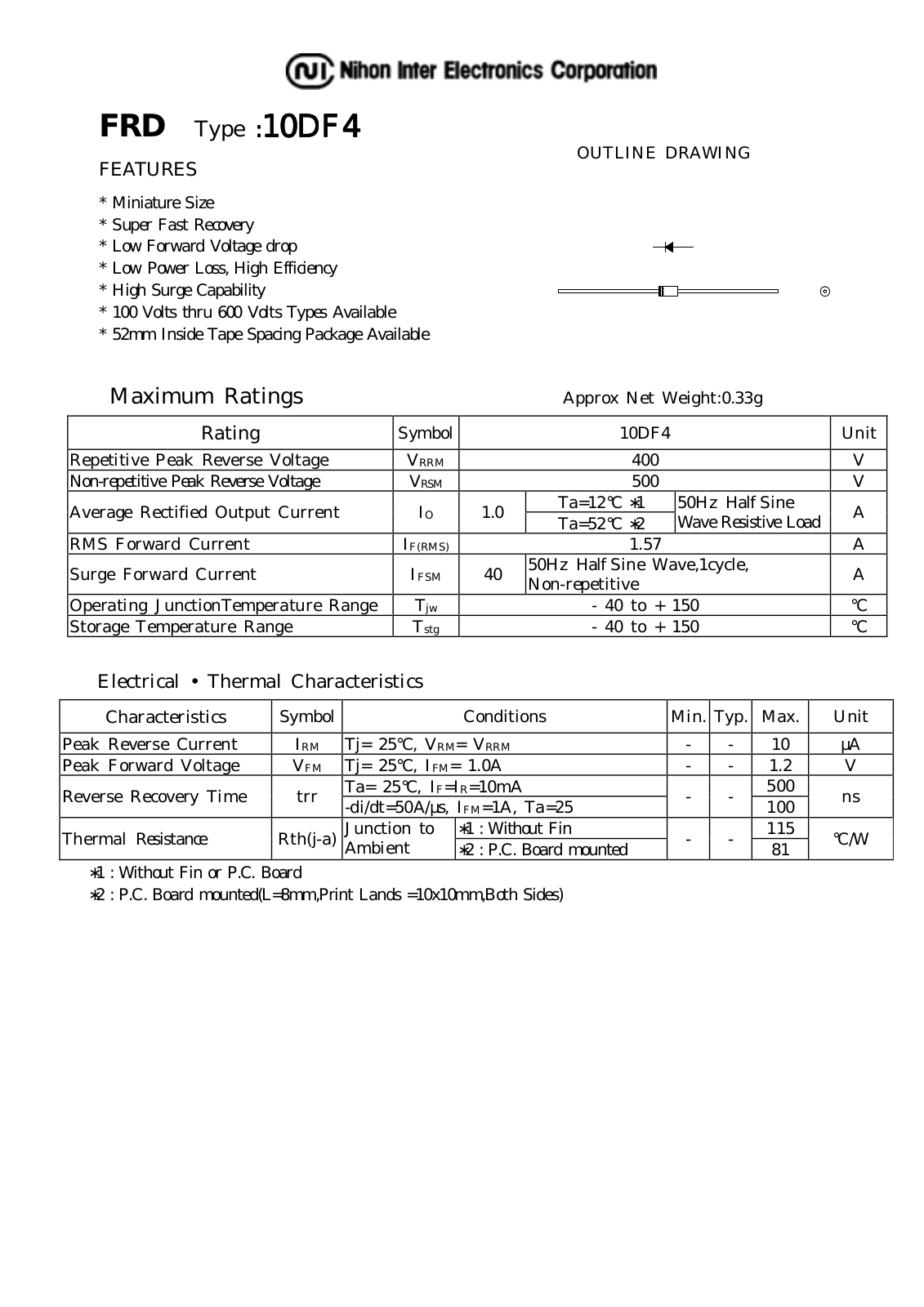 NIHON 10DF4 Datasheet