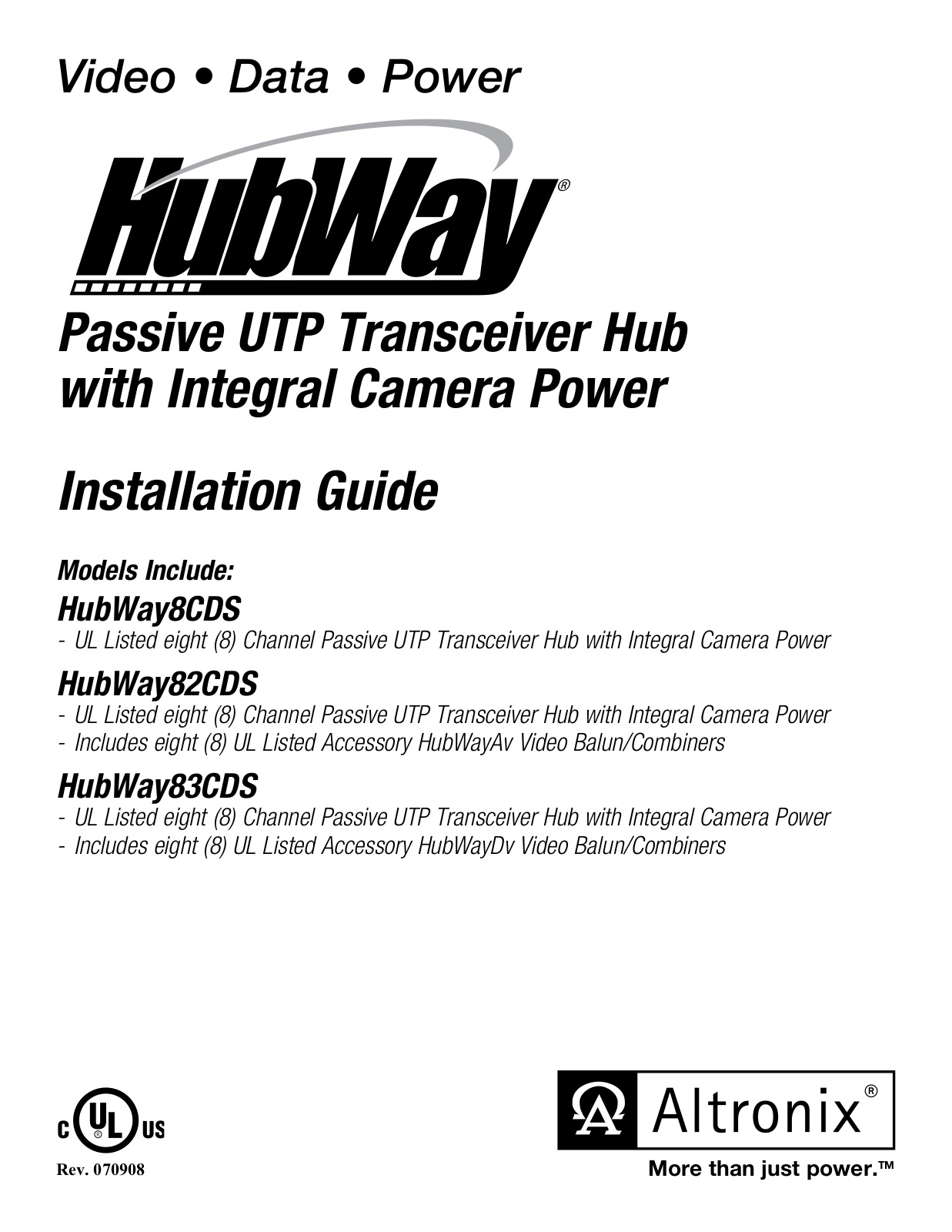 Altronix HubWay83CDS, HubWay82CDS Installation Instructions