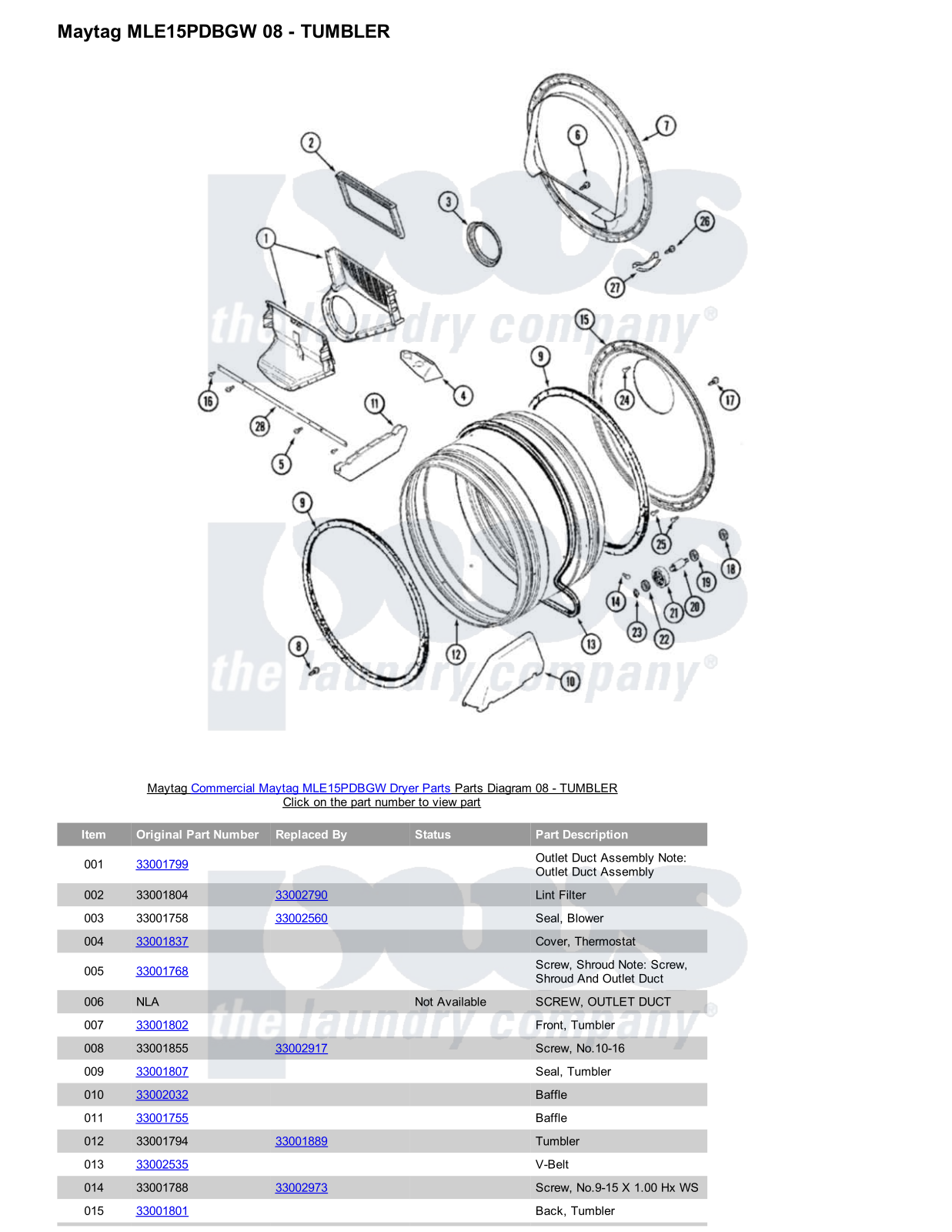 Maytag MLE15PDBGW Parts Diagram