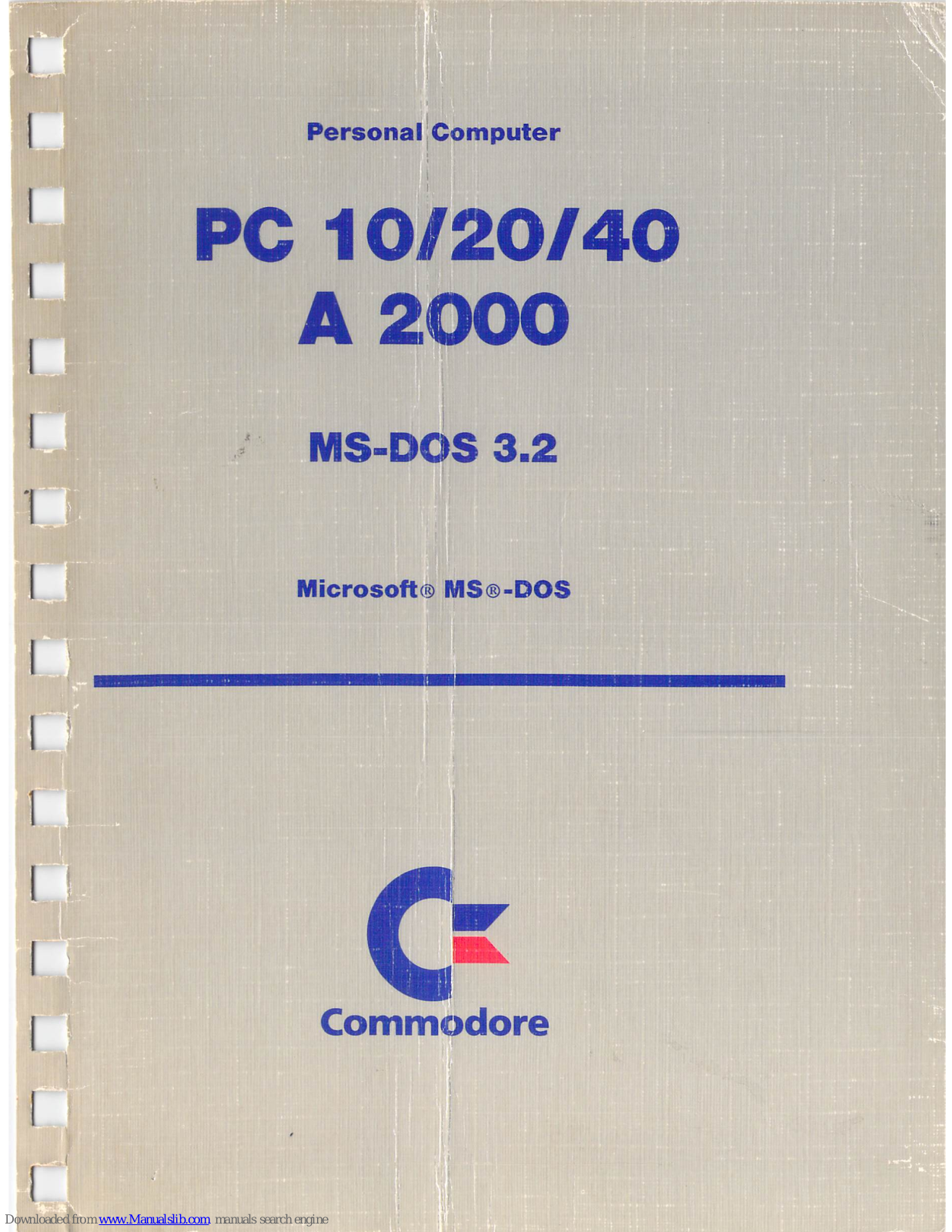 Commodore PC 20, PC 10, A 2000, PC 40 User Manual