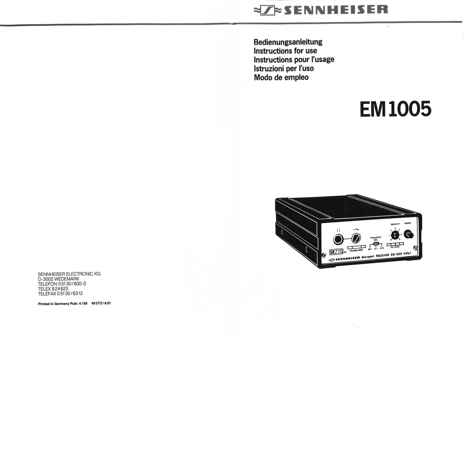 Sennheiser EM 1005 Instruction Manual