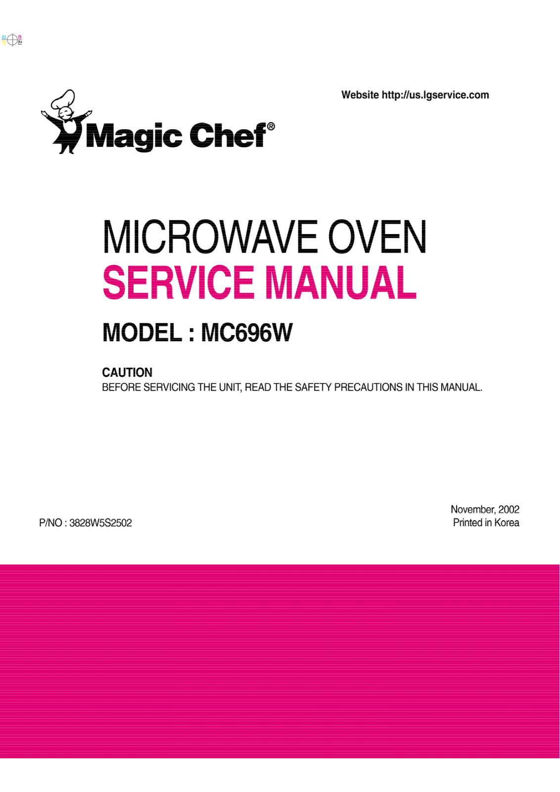 Magic Chef Mc696w01, Mc696w Service Manual