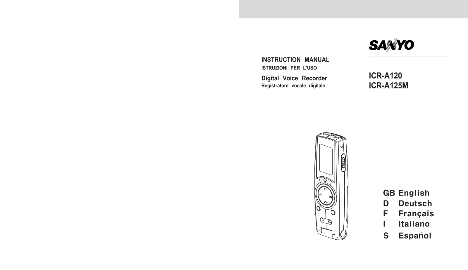 SANYO ICR-A120 User Manual