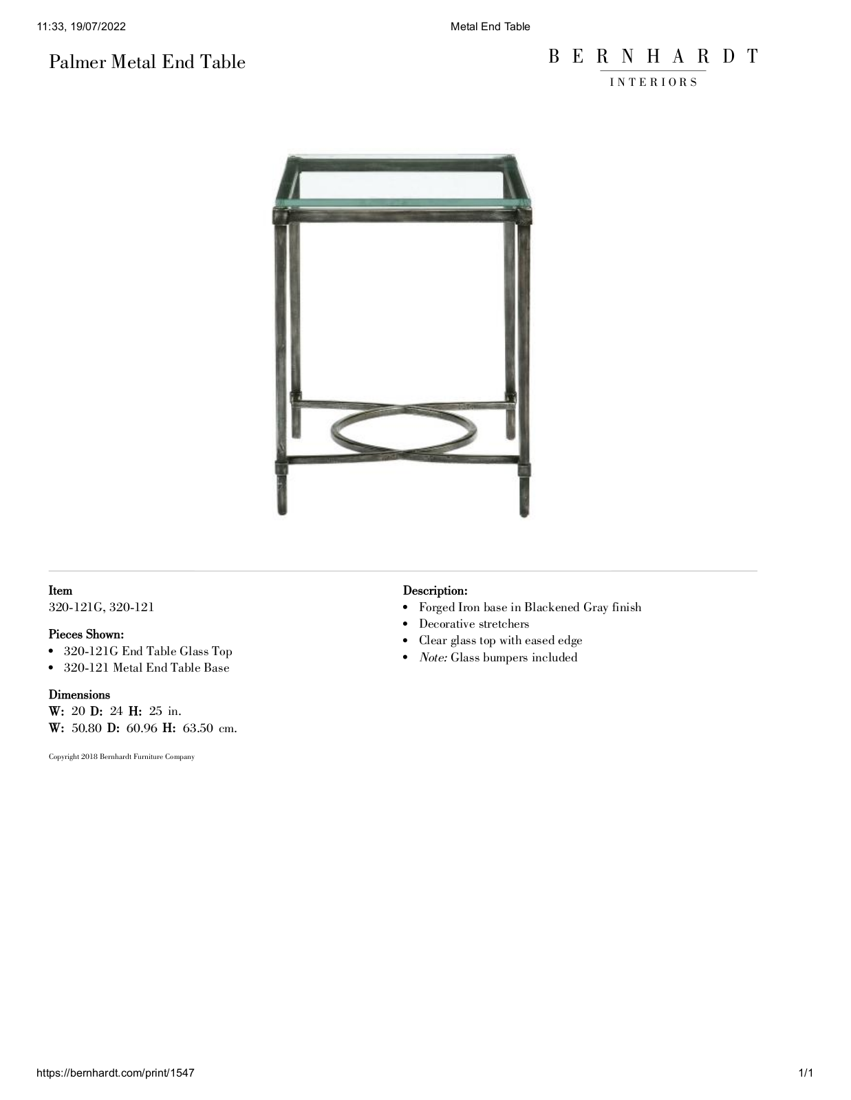 Bernhardt BHT13278 Specifications - ManualMachine.com