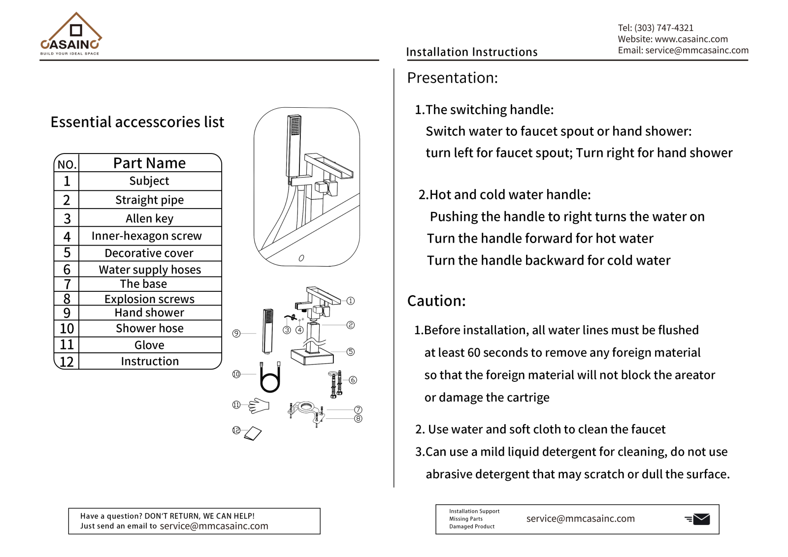 CASAINC CSNC2871 Installation & Assembly - ManualMachine.com