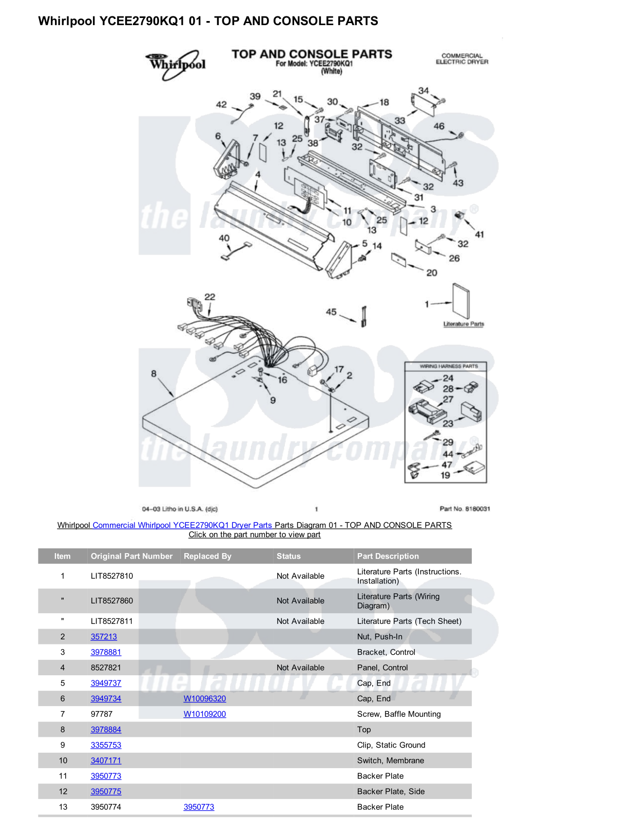 Whirlpool YCEE2790KQ1 Parts Diagram