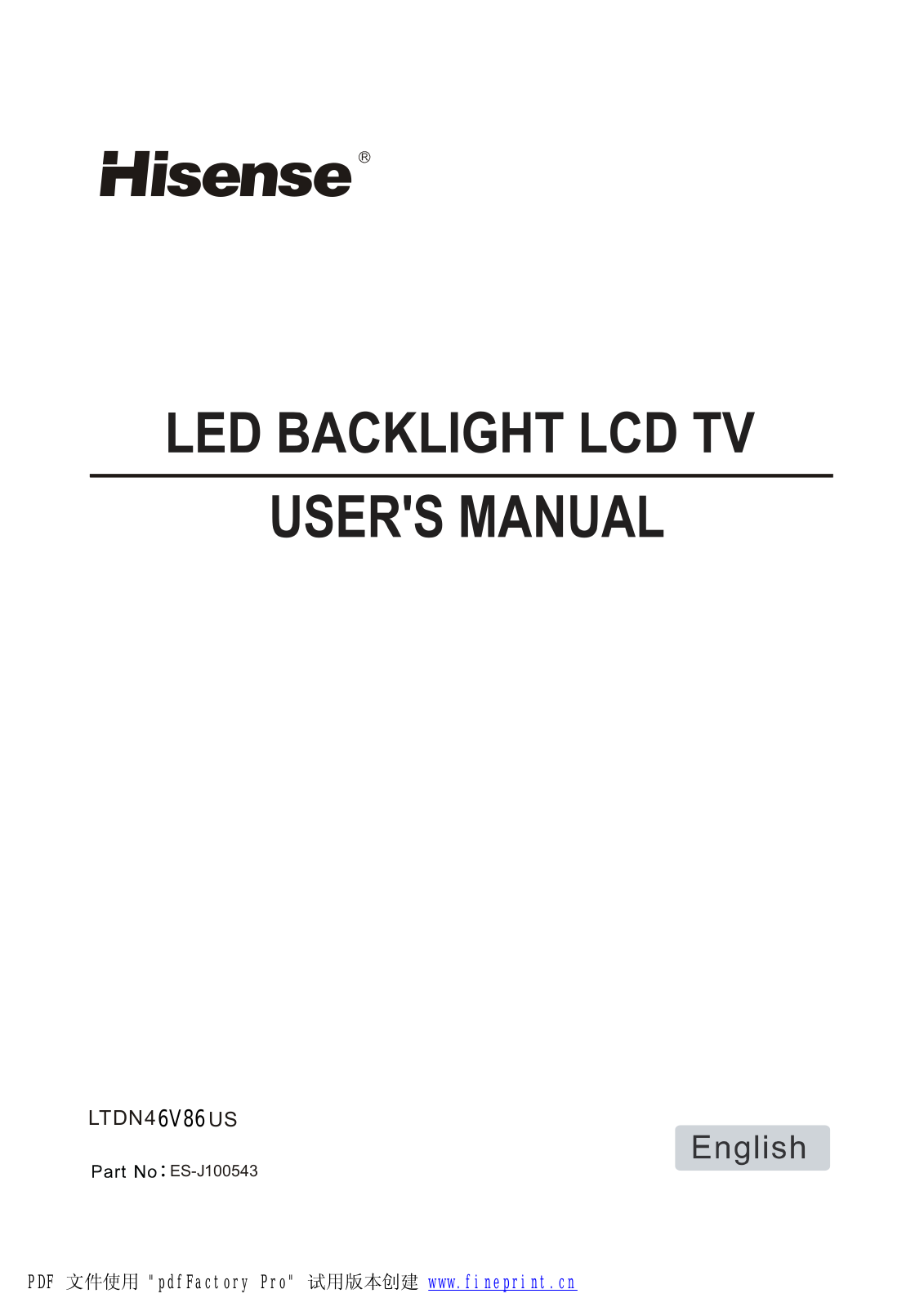 Hisense Electric LCDE0004 User Manual