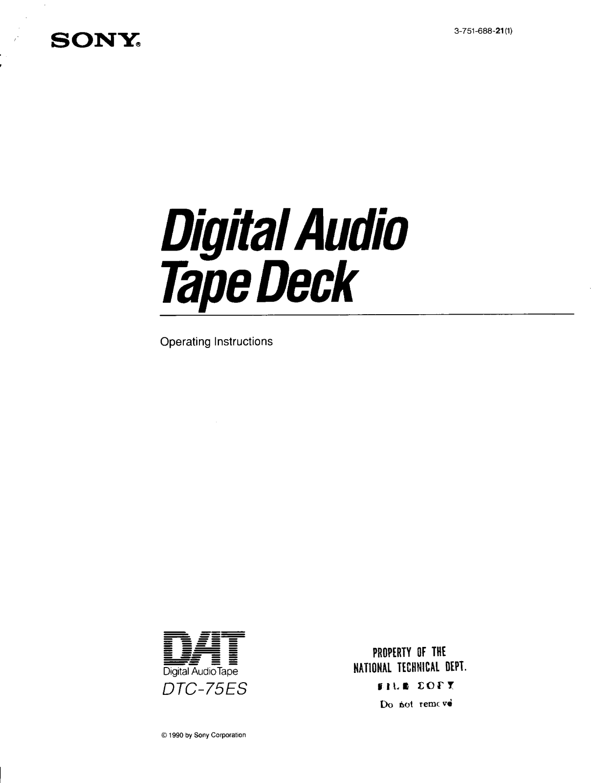 Sony DTC-75ES User Manual