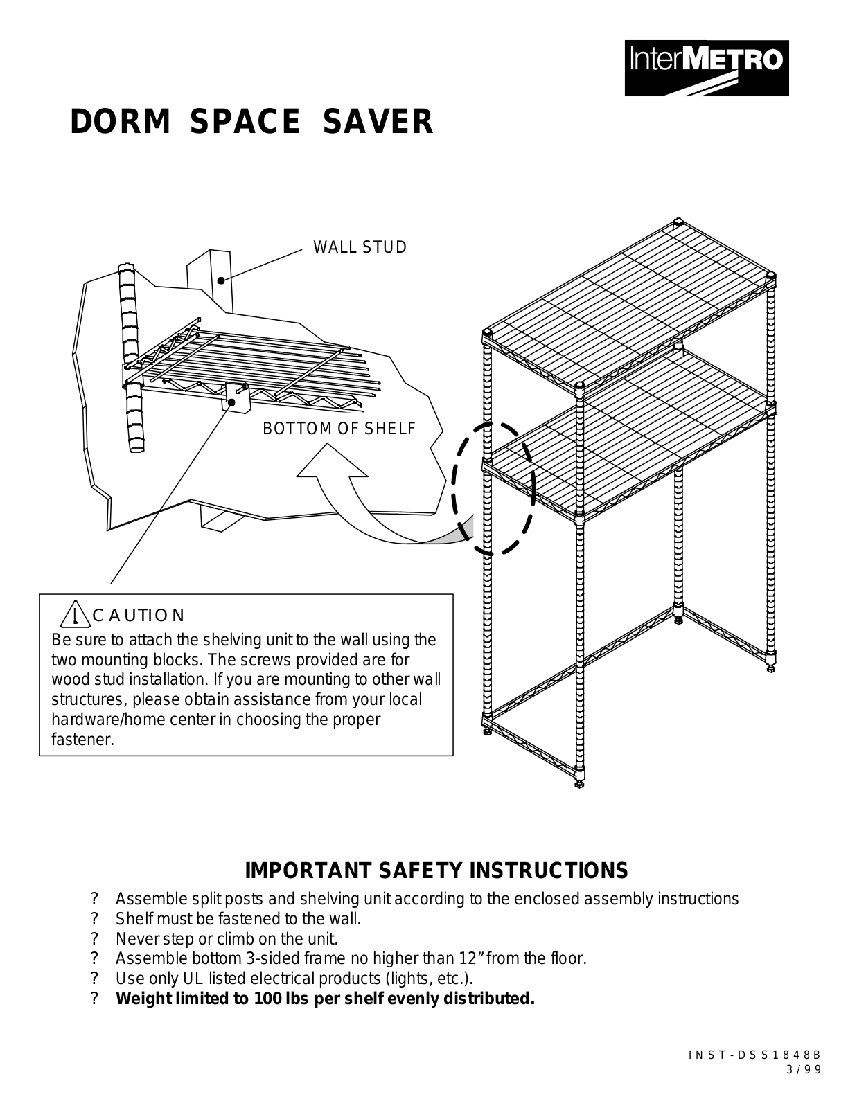 Metro Dorm Space Saver User Manual