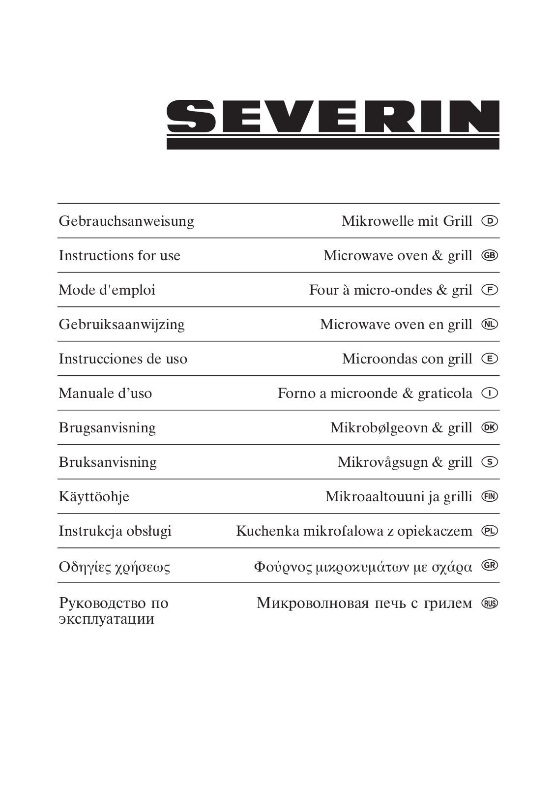 Severin MW 7847 Operating Instructions