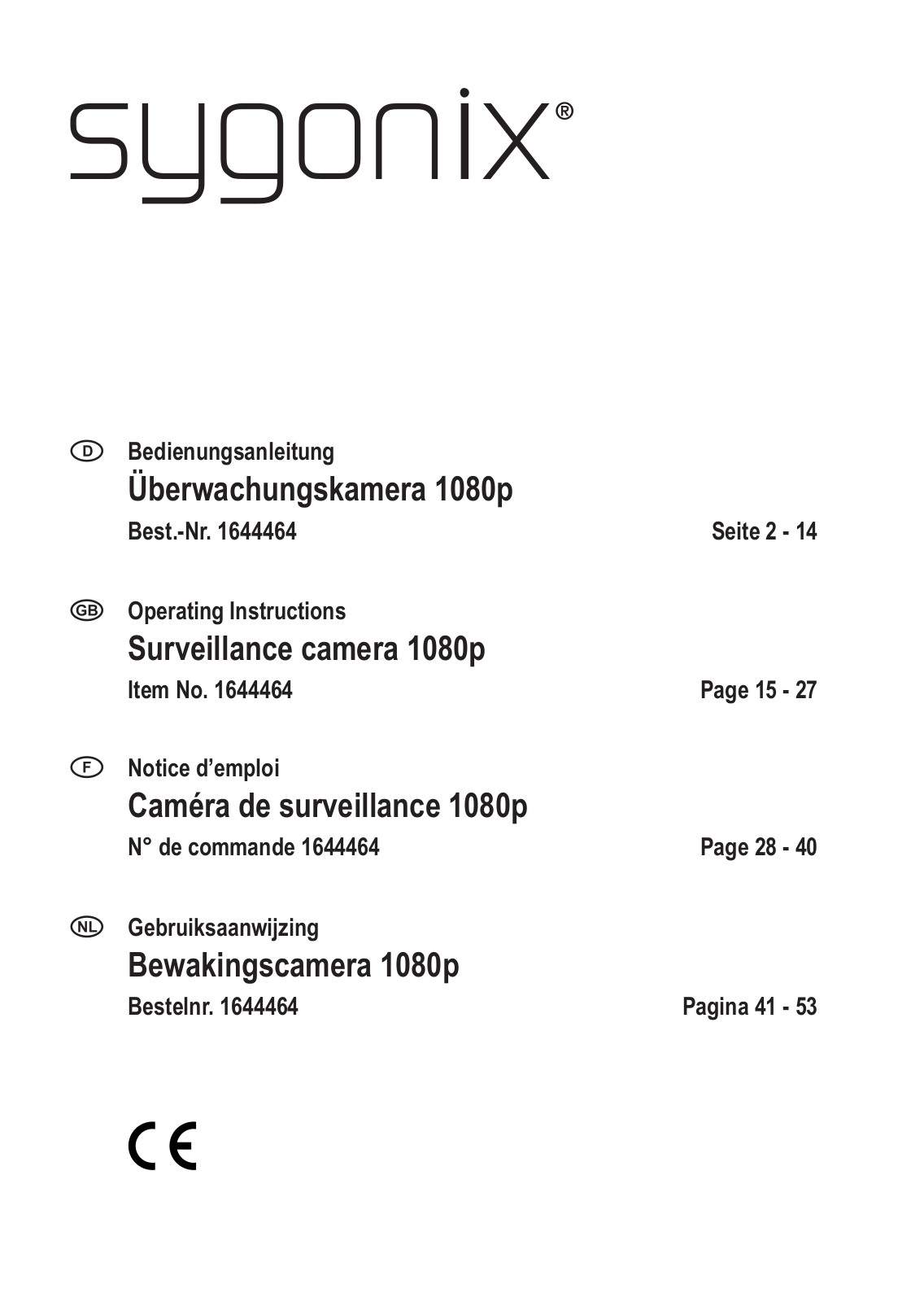 Sygonix 1644464 Operating instructions