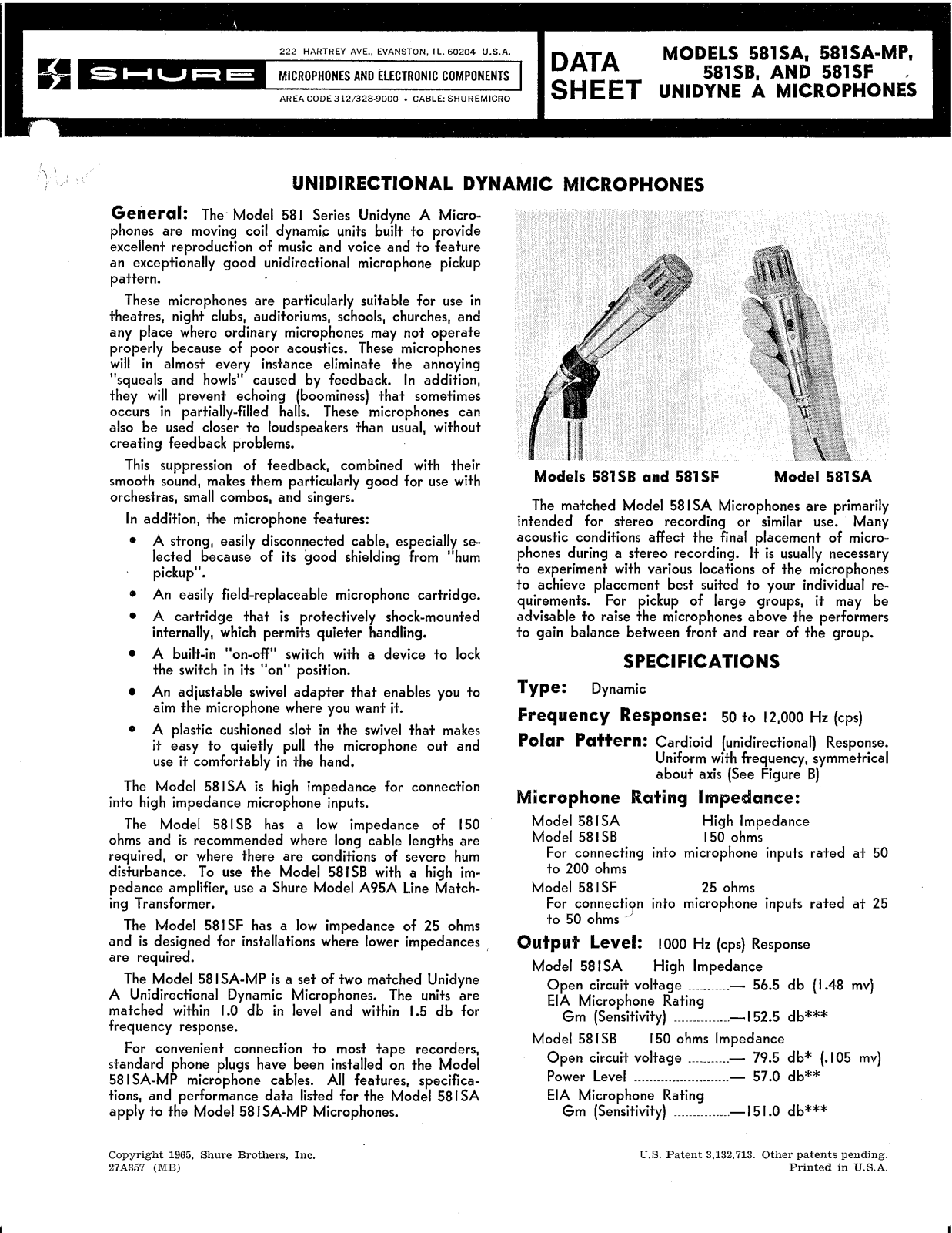 Shure 581SB User Guide - ManualMachine.com