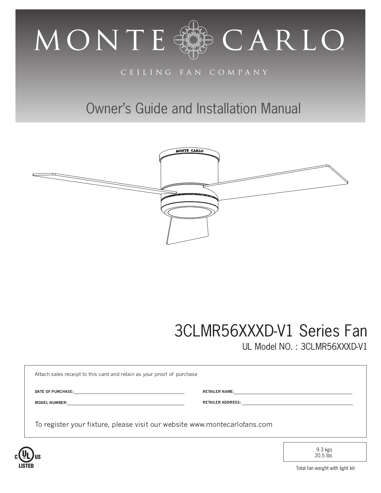 Monte Carlo 3CLMR56XXXD-V1 User Manual