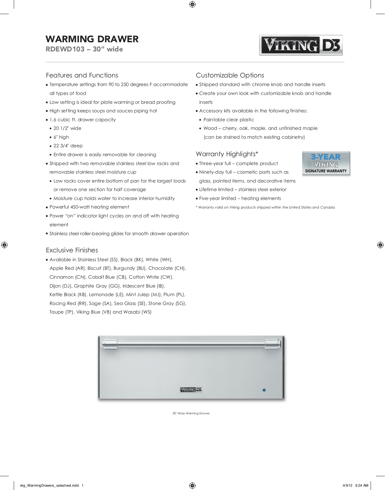 Viking RDEWD103 User Manual