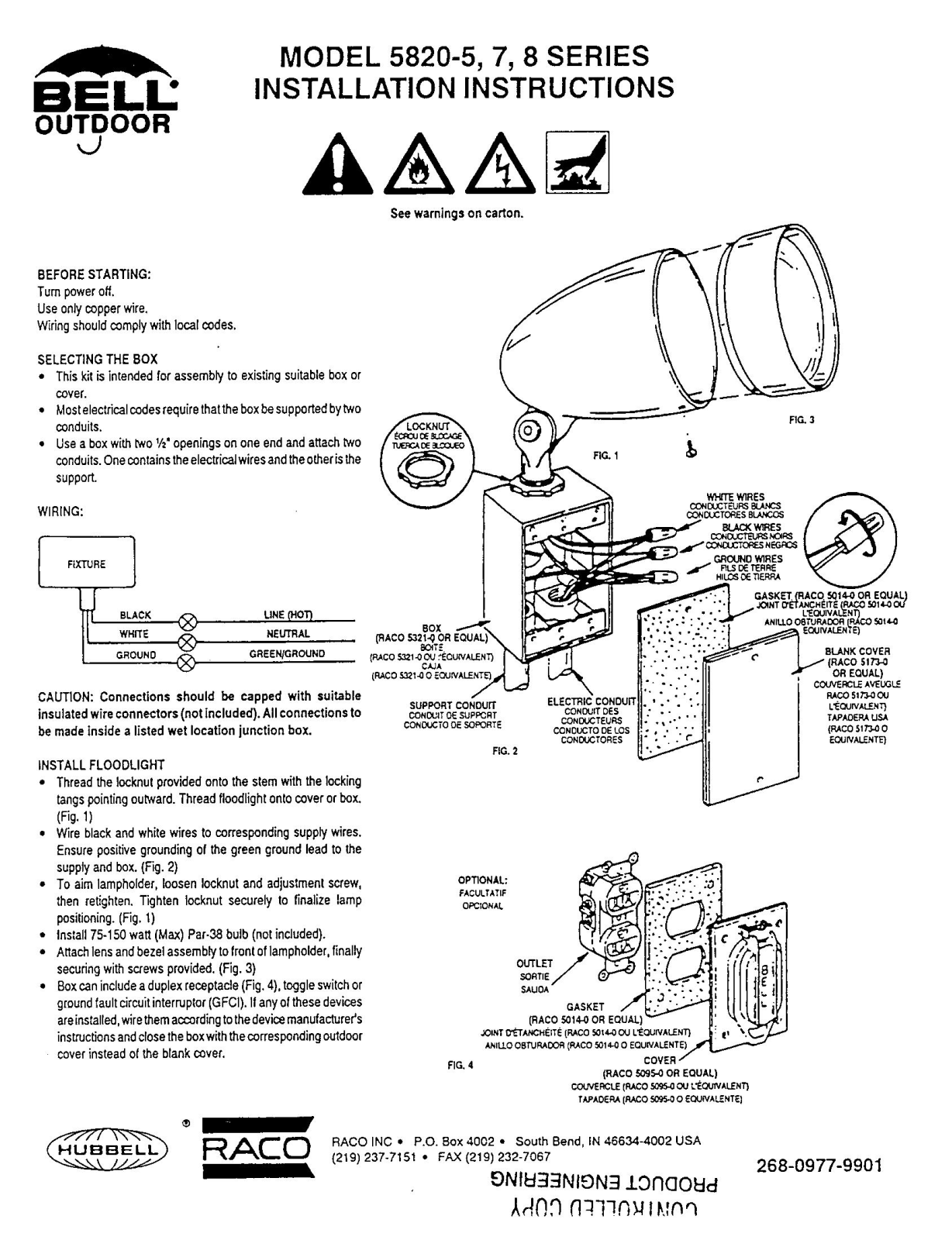 Hubbell lighting BELL 5820-5, 5820-7, 5820-8, 5820-5 User Manual