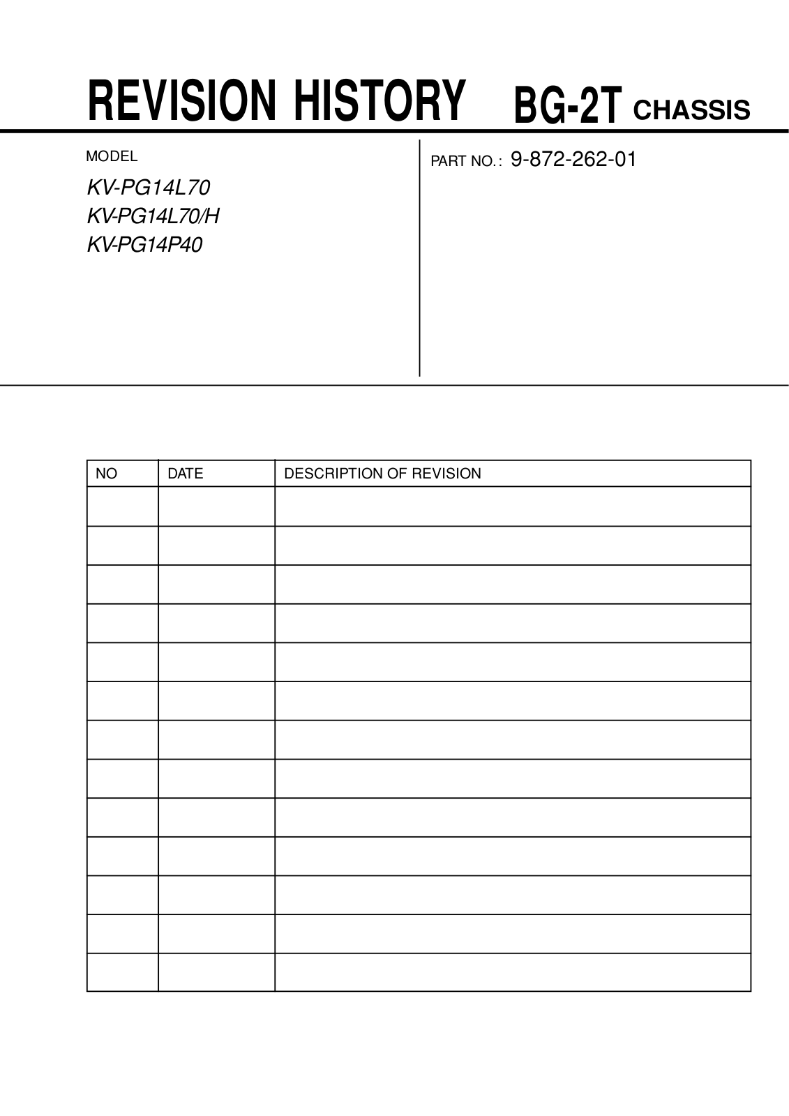 Sony KV-PG14L70/H Service Manual