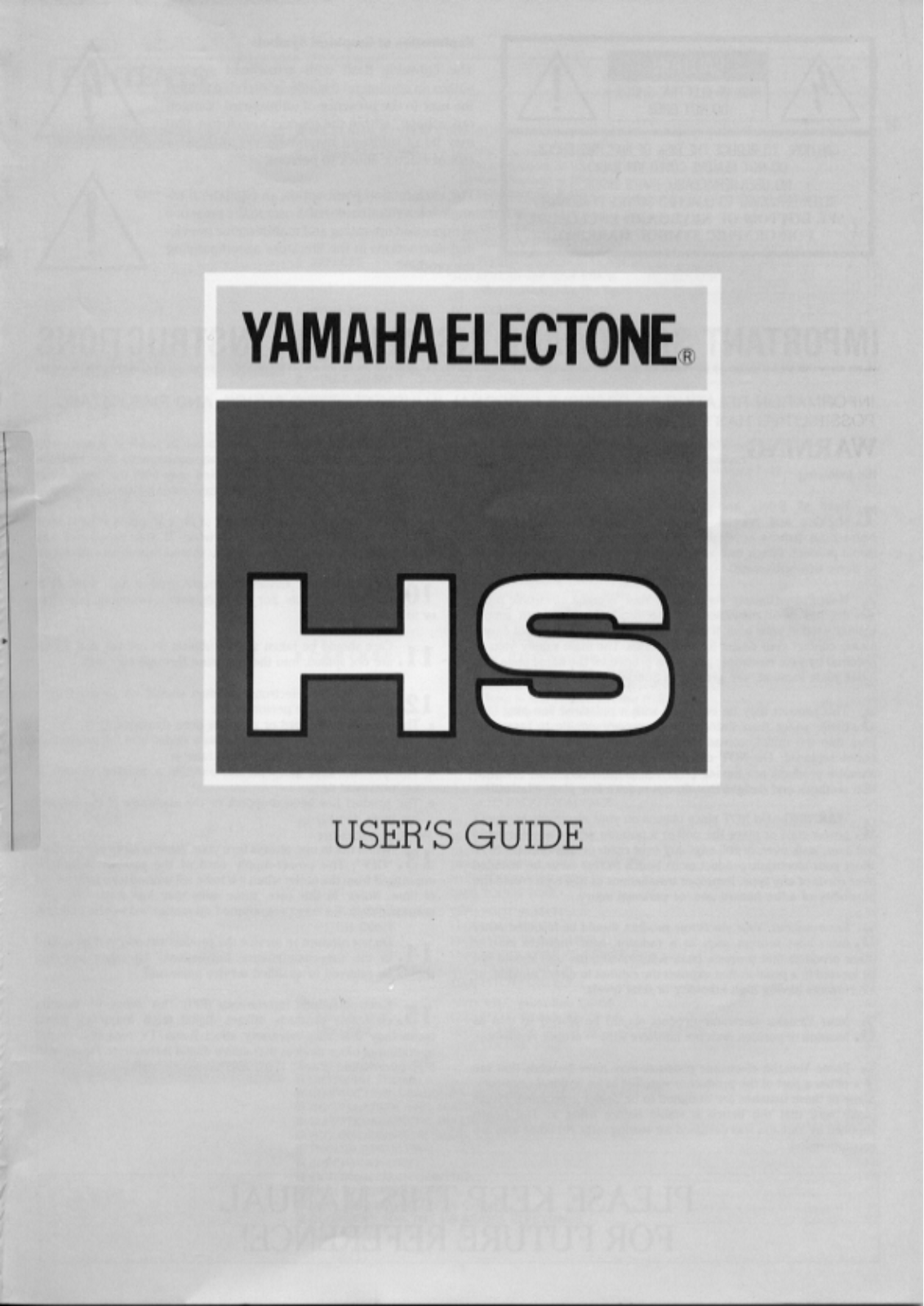 Yamaha HS-4, HS-5, HS-6, HS-7, HS-8 Owner's Manual