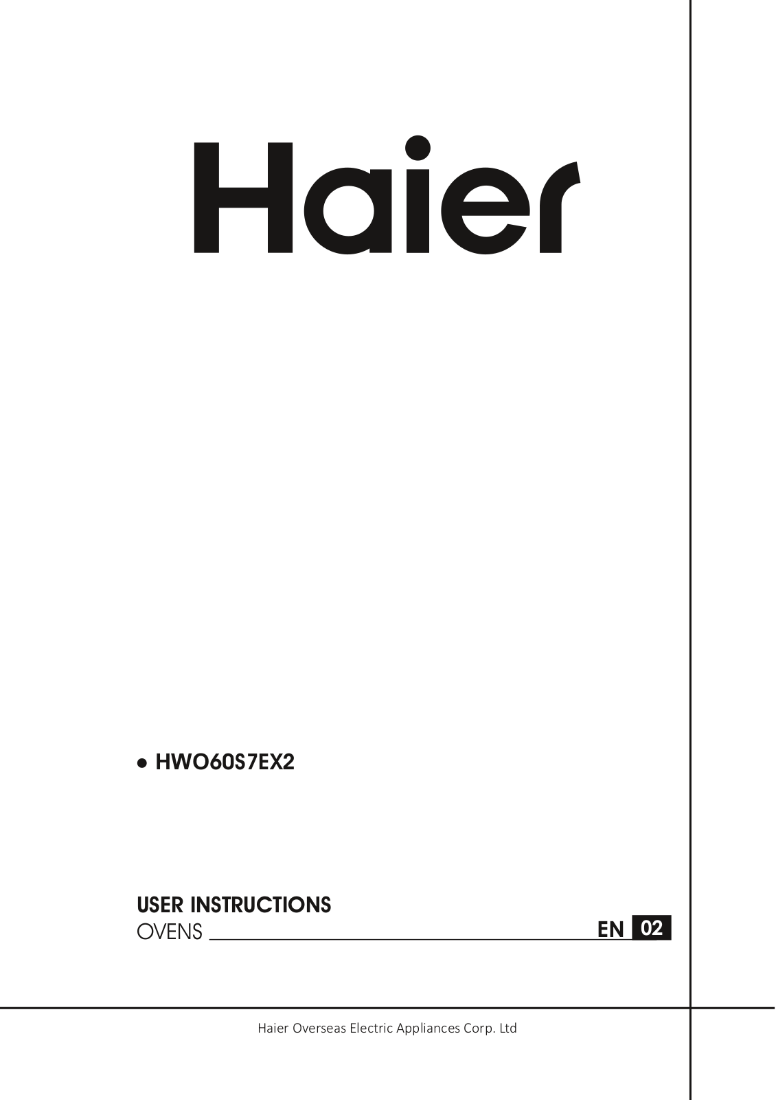 Haier HWO60S7EX2 Instruction Manual