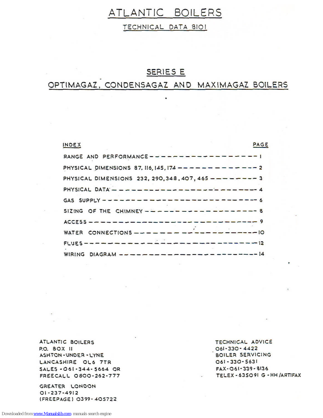 Atlantic Boilers E Technical Data Manual - ManualMachine.com