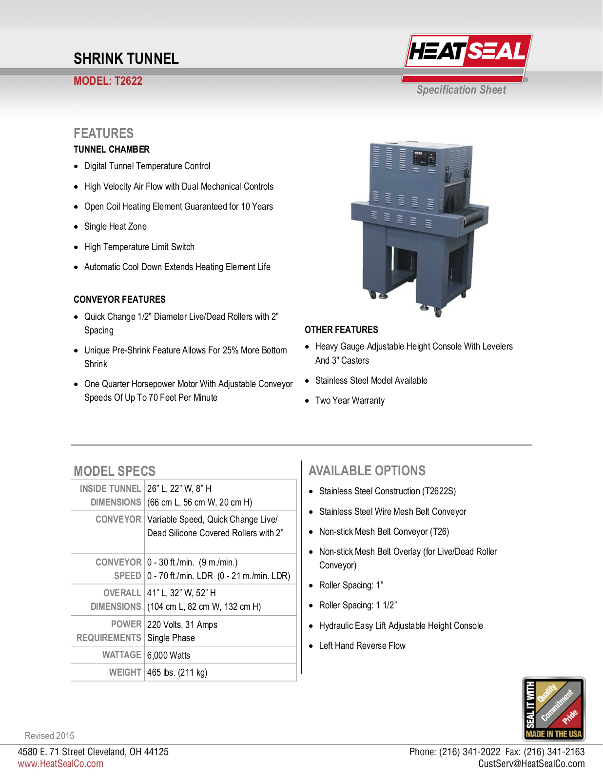 Heat Seal T2622 User Manual