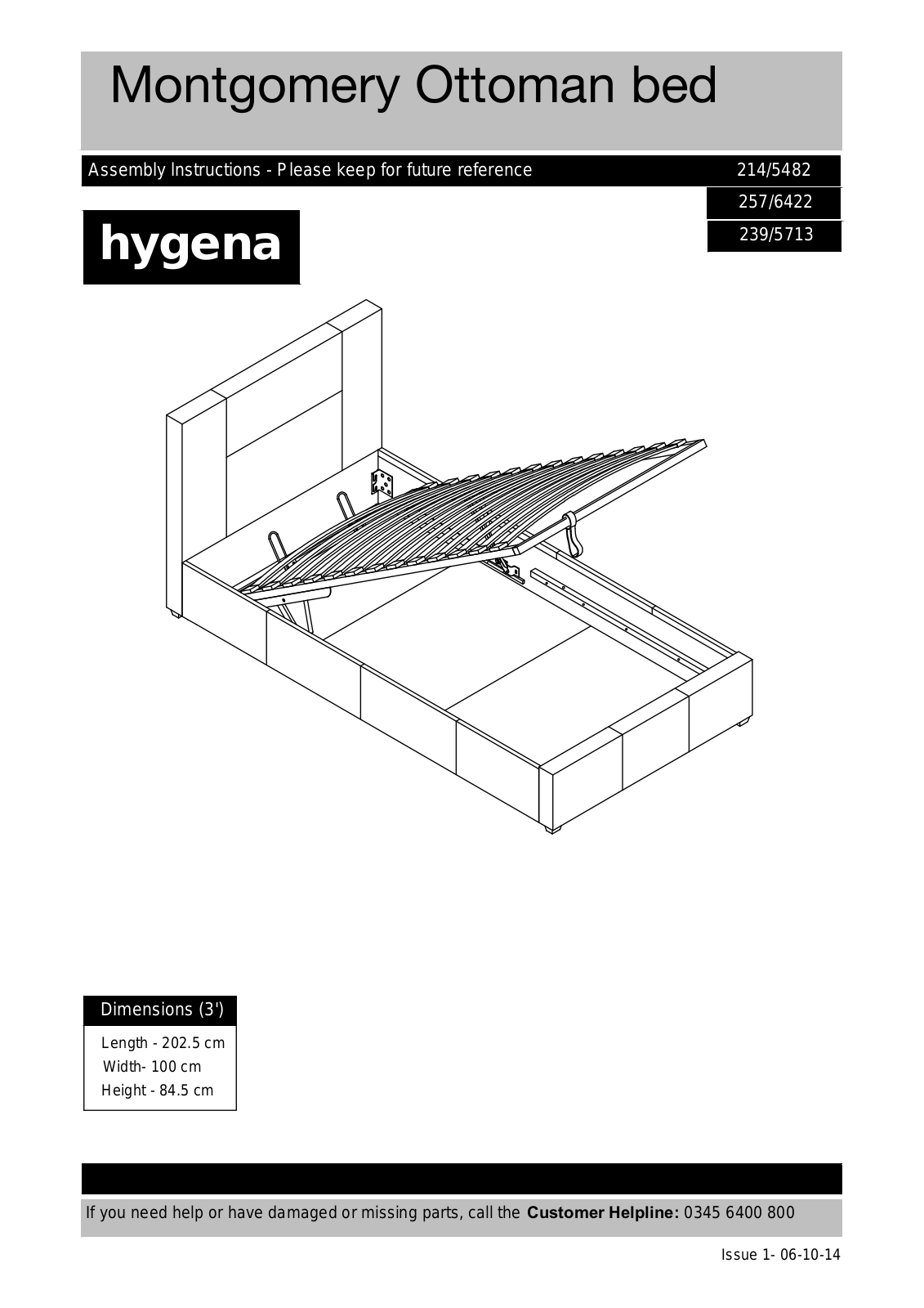 Hygena 214-5482, 257-6422, 239-5713 Instruction manual