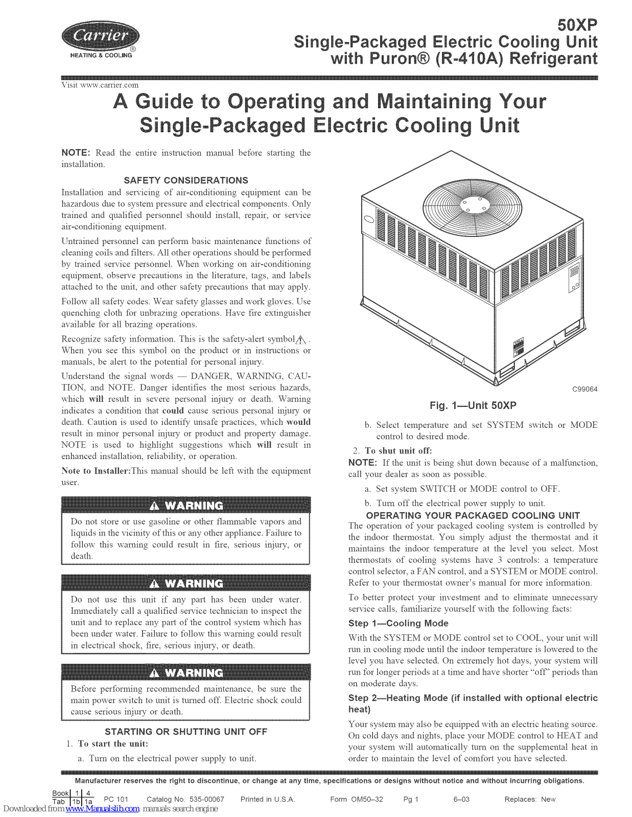 Carrier 50XP Guide, 50XP024, 50XP030, 50XP036, 50XP042 User Manual - ManualMachine.com