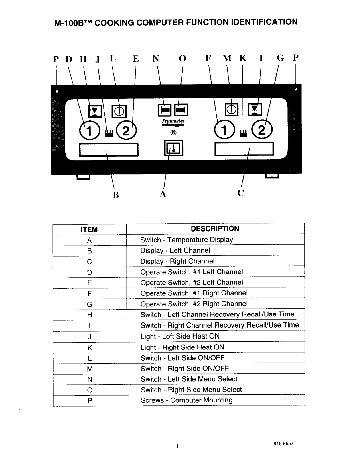 Frymaster M-100B Installation Manual