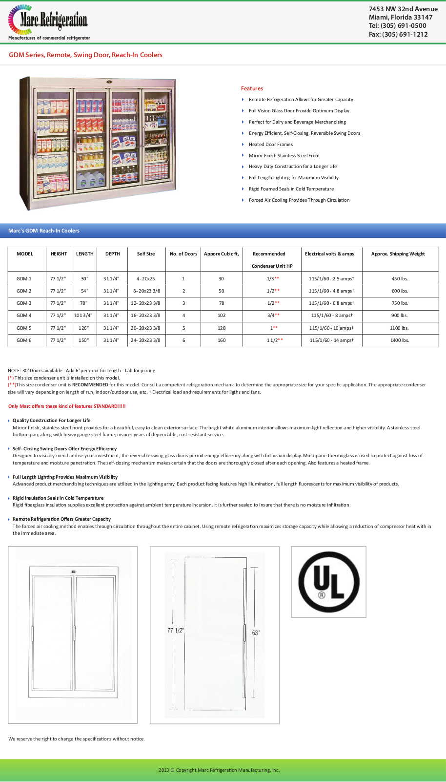 Marc Refrigeration GDM5 User Manual