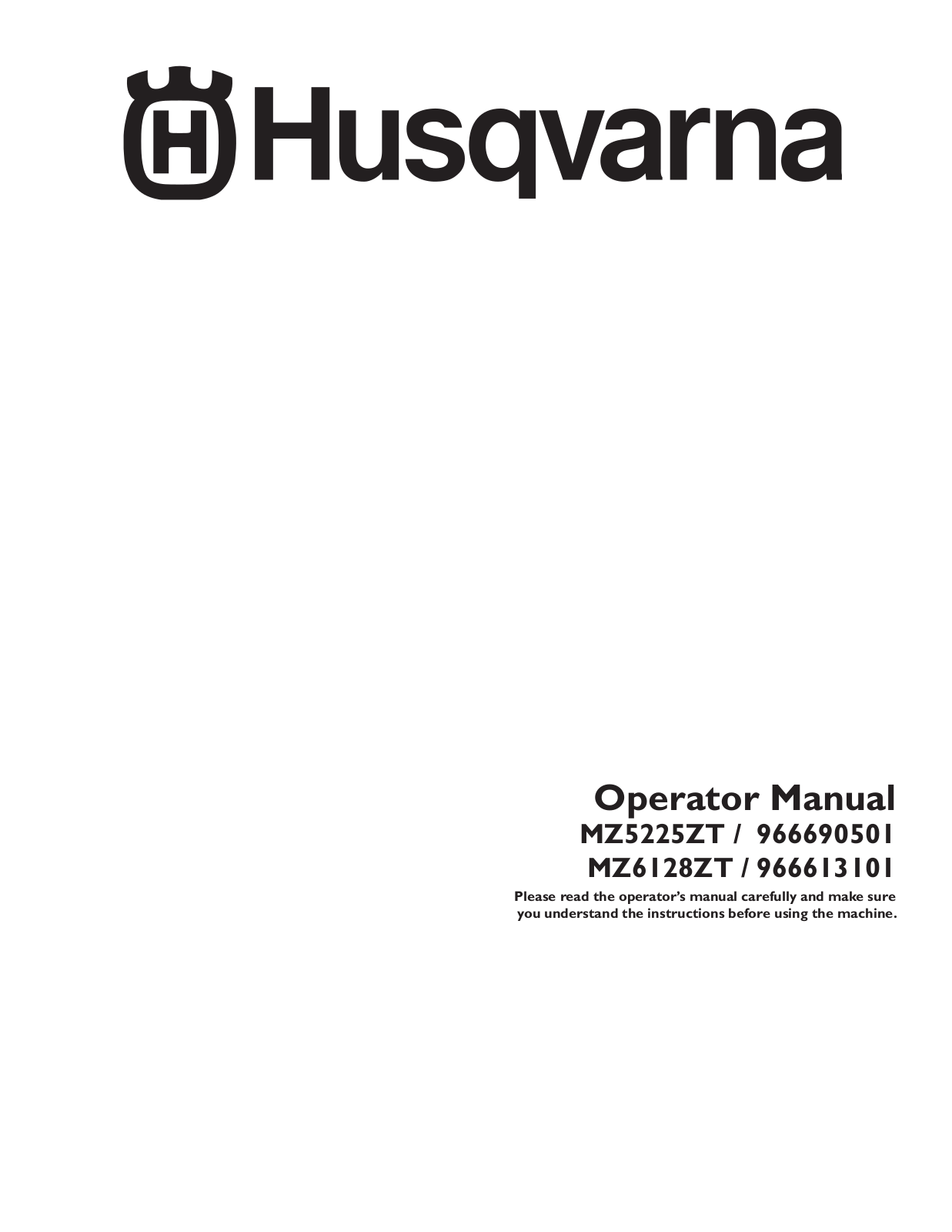 Husqvarna MZ5225ZT, MZ6128ZT User Manual