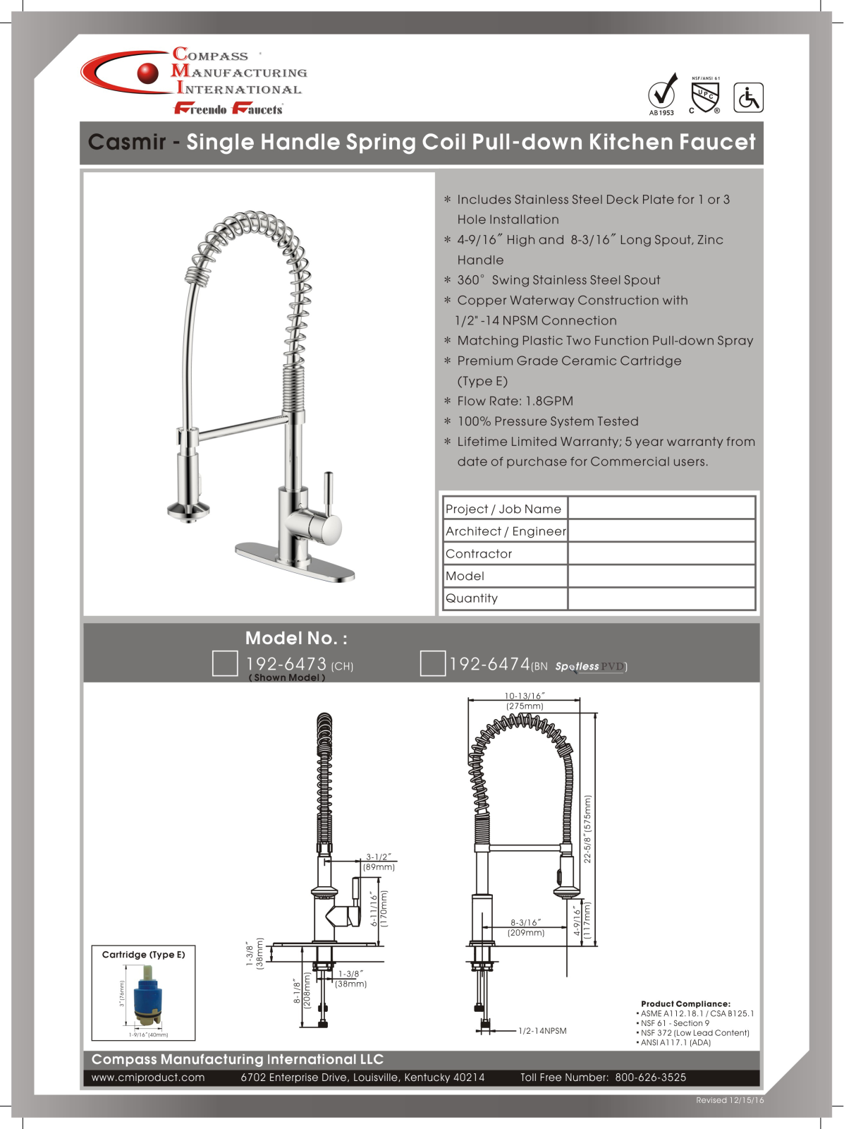 CMI QMV10116 Specifications - ManualMachine.com