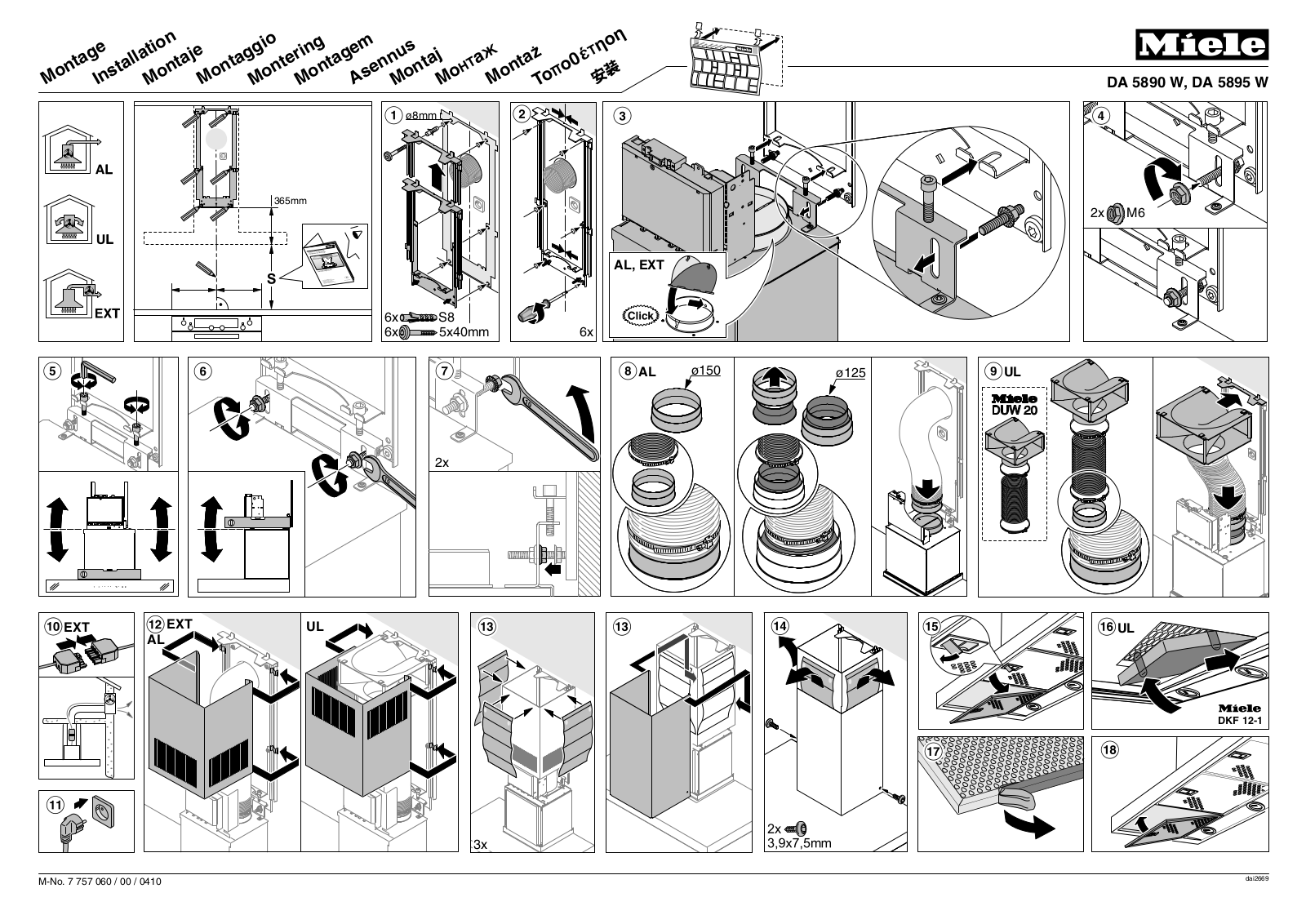 Miele DA 5890 W, DA 5895 W assembly instruction