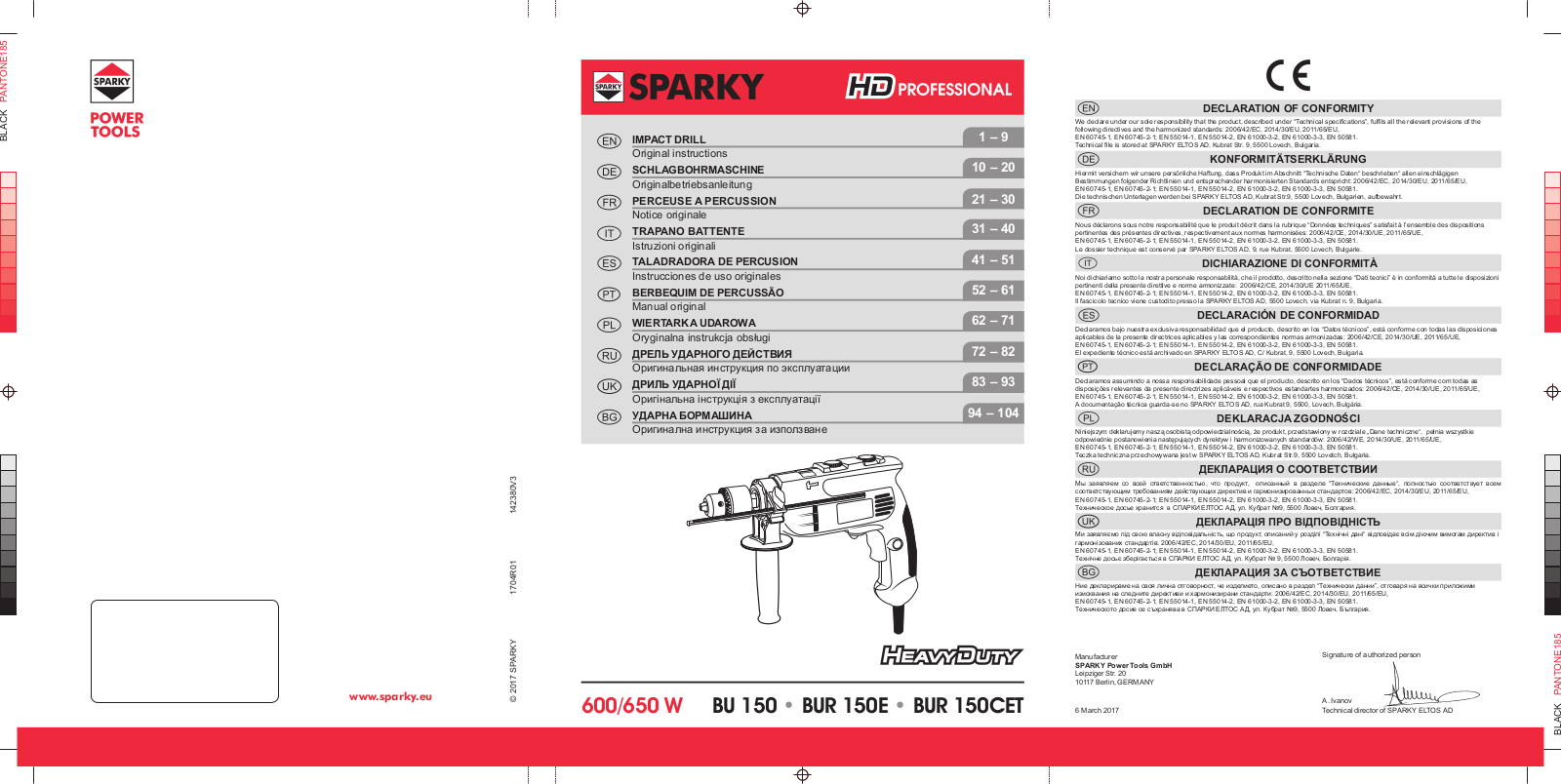 Sparky BUR 150E User Manual