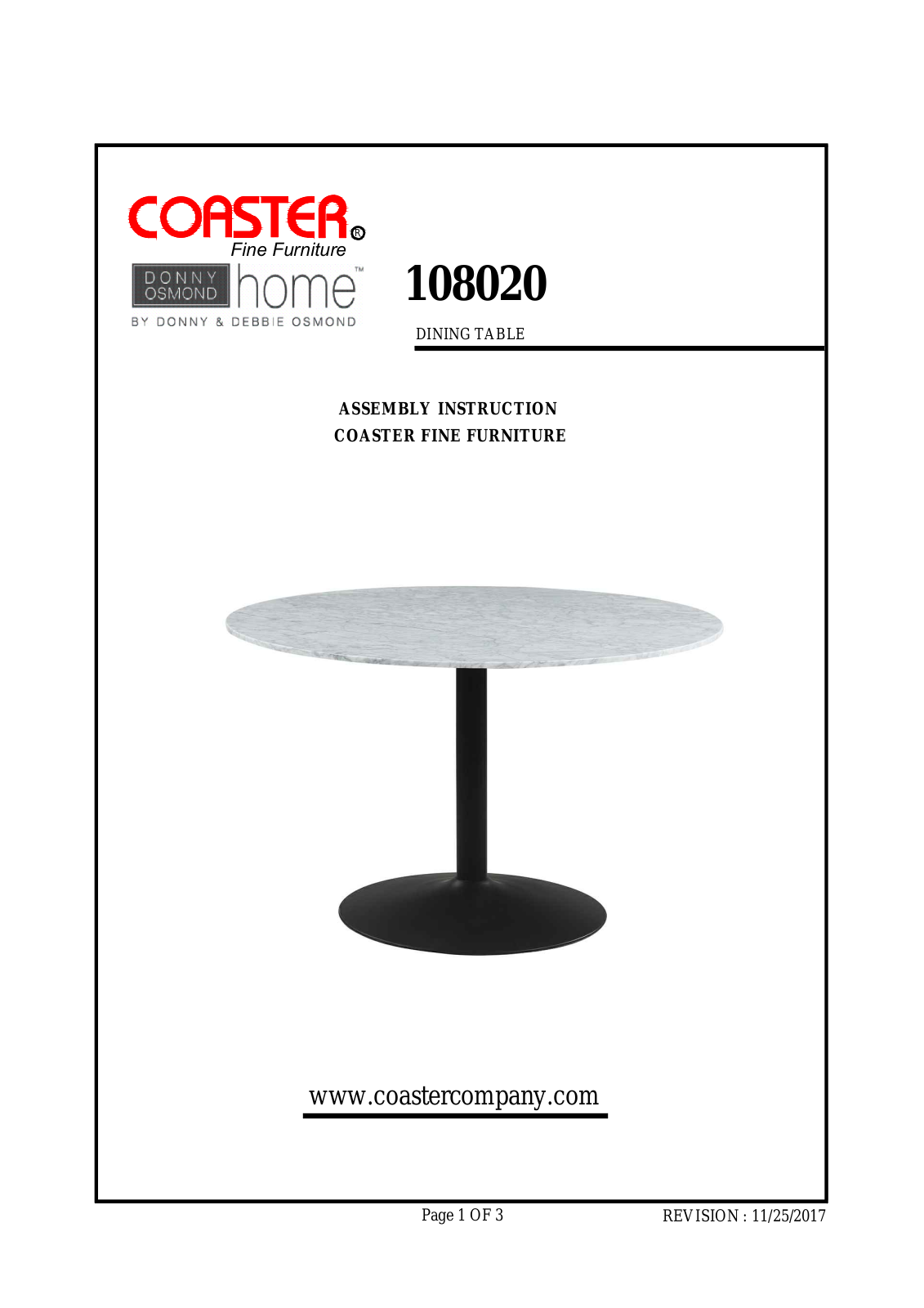 Coaster 108020 Assembly Guide - ManualMachine.com