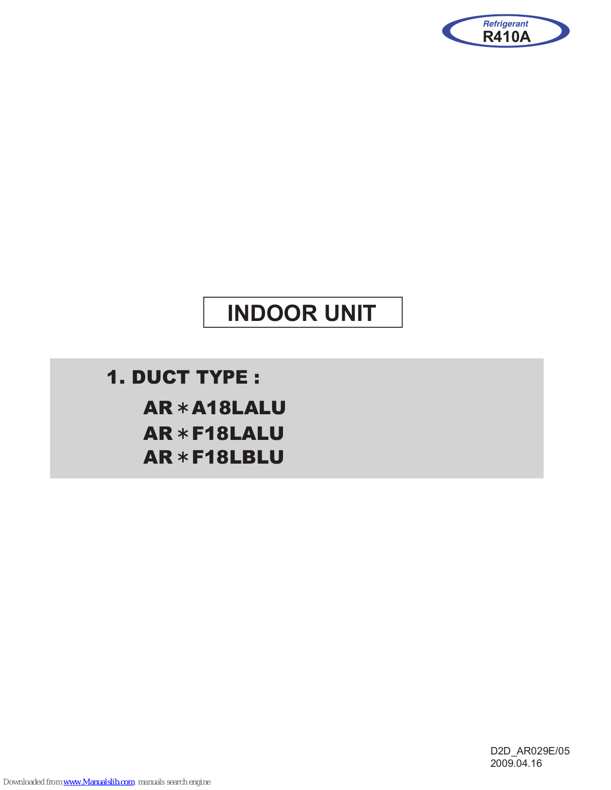 Fujitsu AO*A18LACL, AR*F18LBLU, AO*A18LALL, AO*B18LALL, AO*B18LACL Service Manual