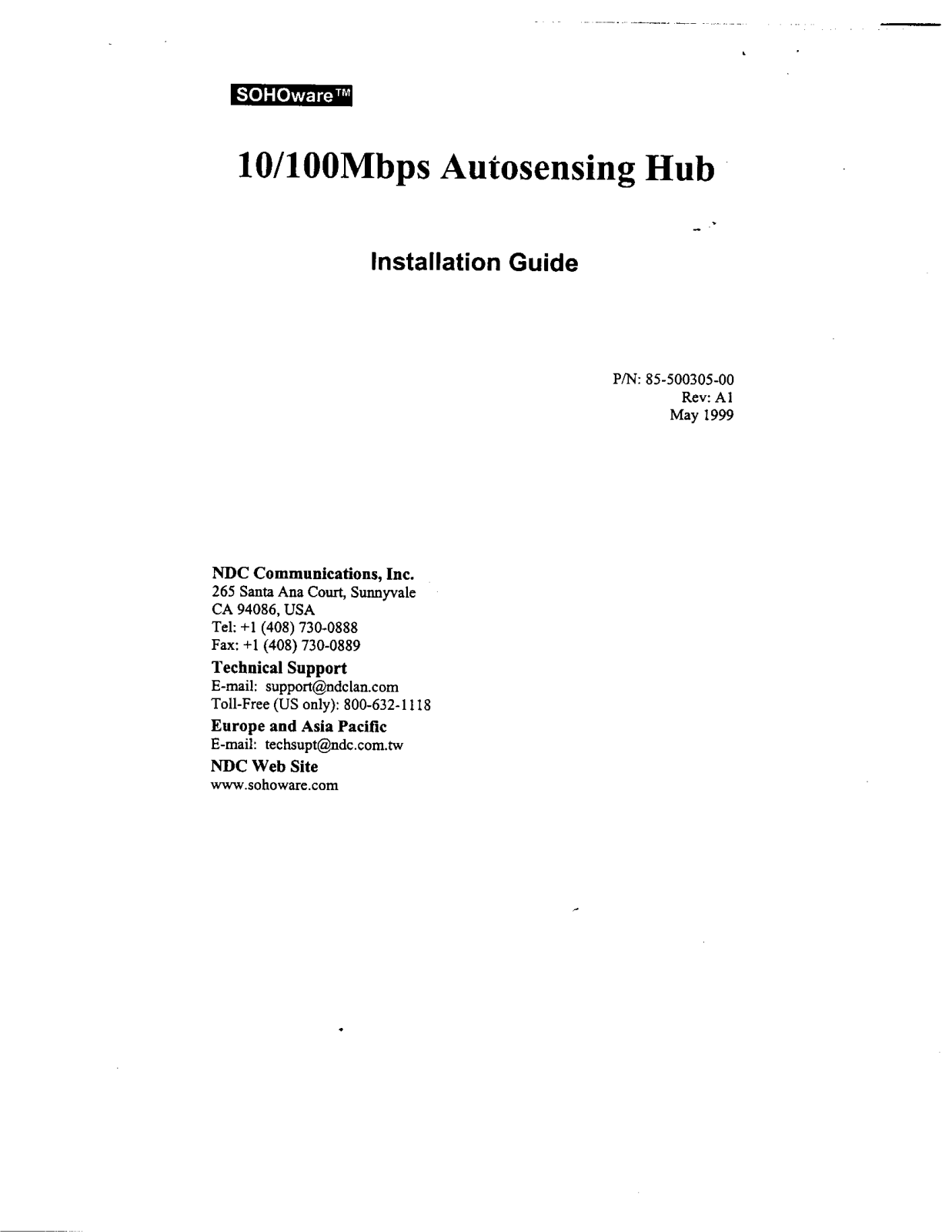 National Datacomm NDH305S01 User Manual