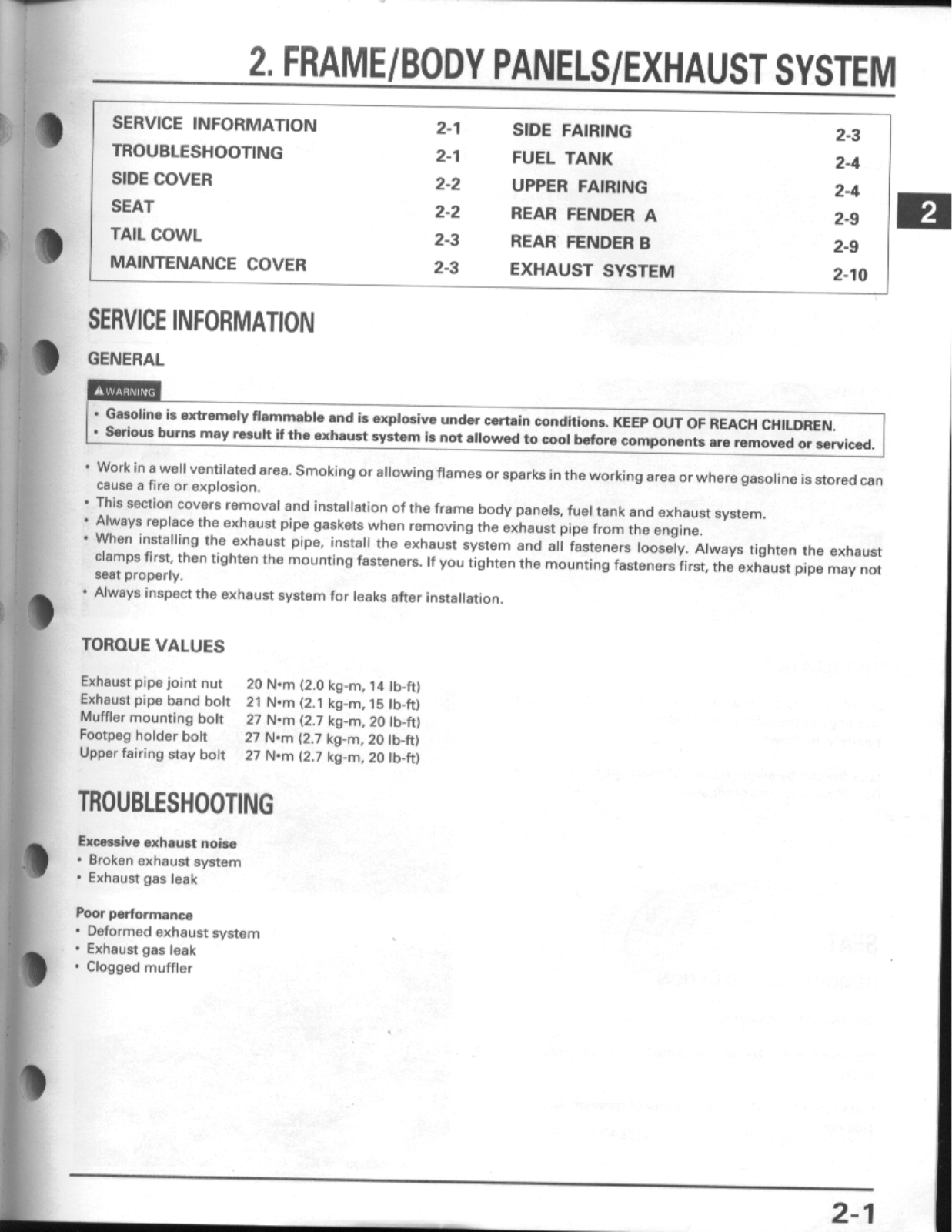 Honda CBR600F3 Service Manual 02 frame