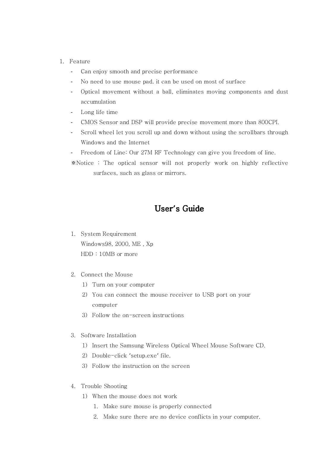 Samsung Electro Mechanics OMW4CL M Users manual