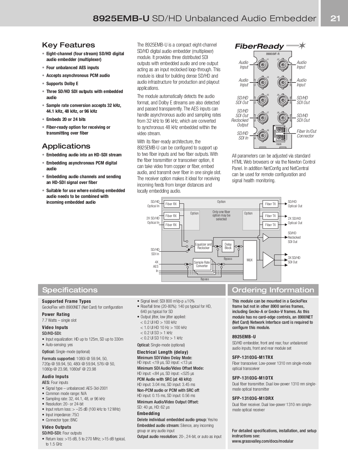 Grass valley 8925EMB-U DATASHEET