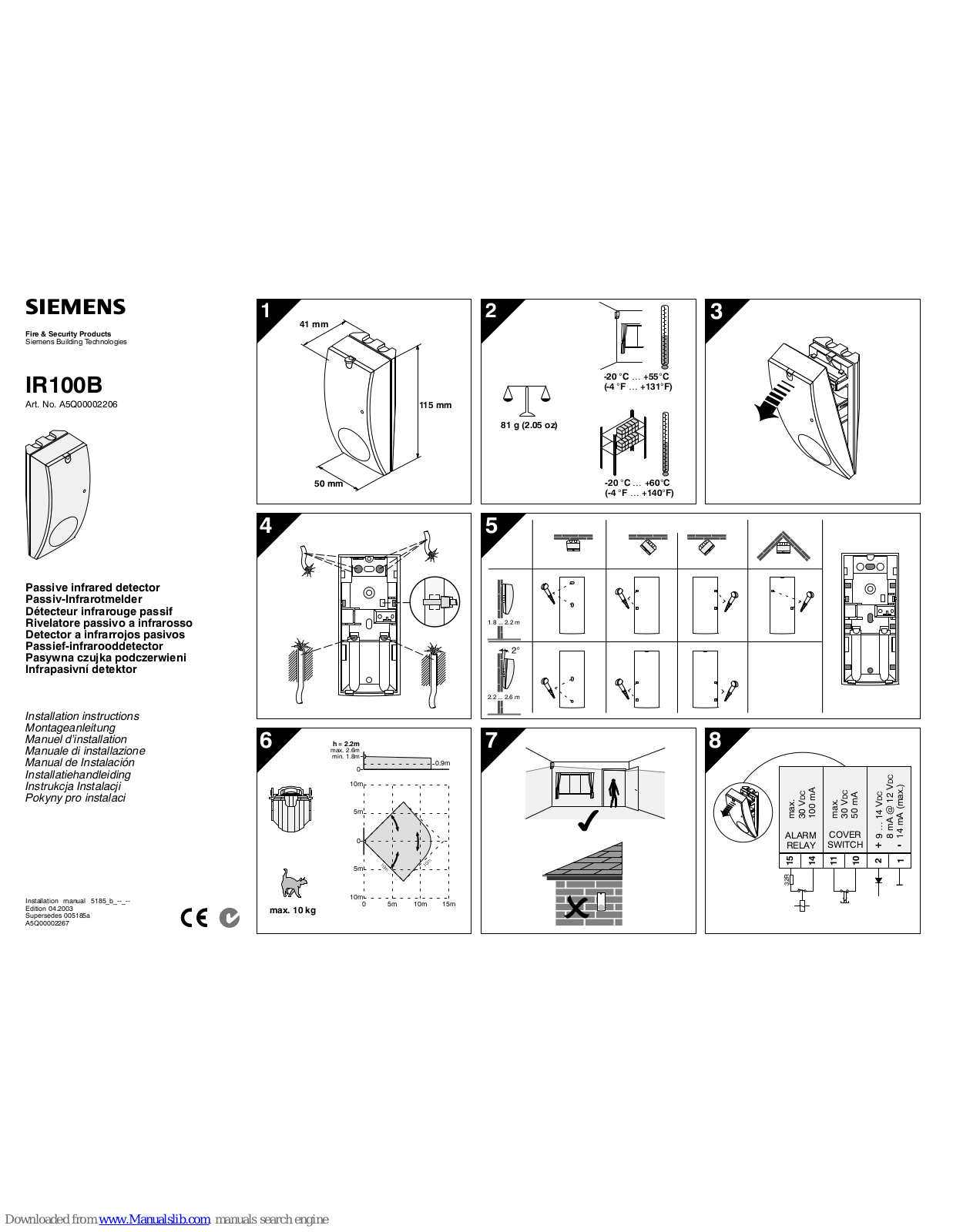 Siemens IR100B Installation Instructions Manual