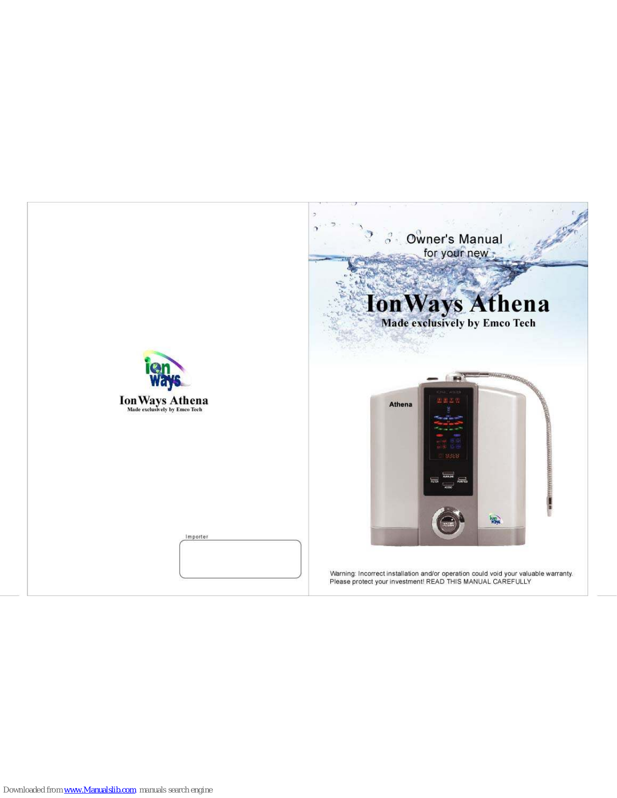 Emco Tech ionways athena Owner's Manual