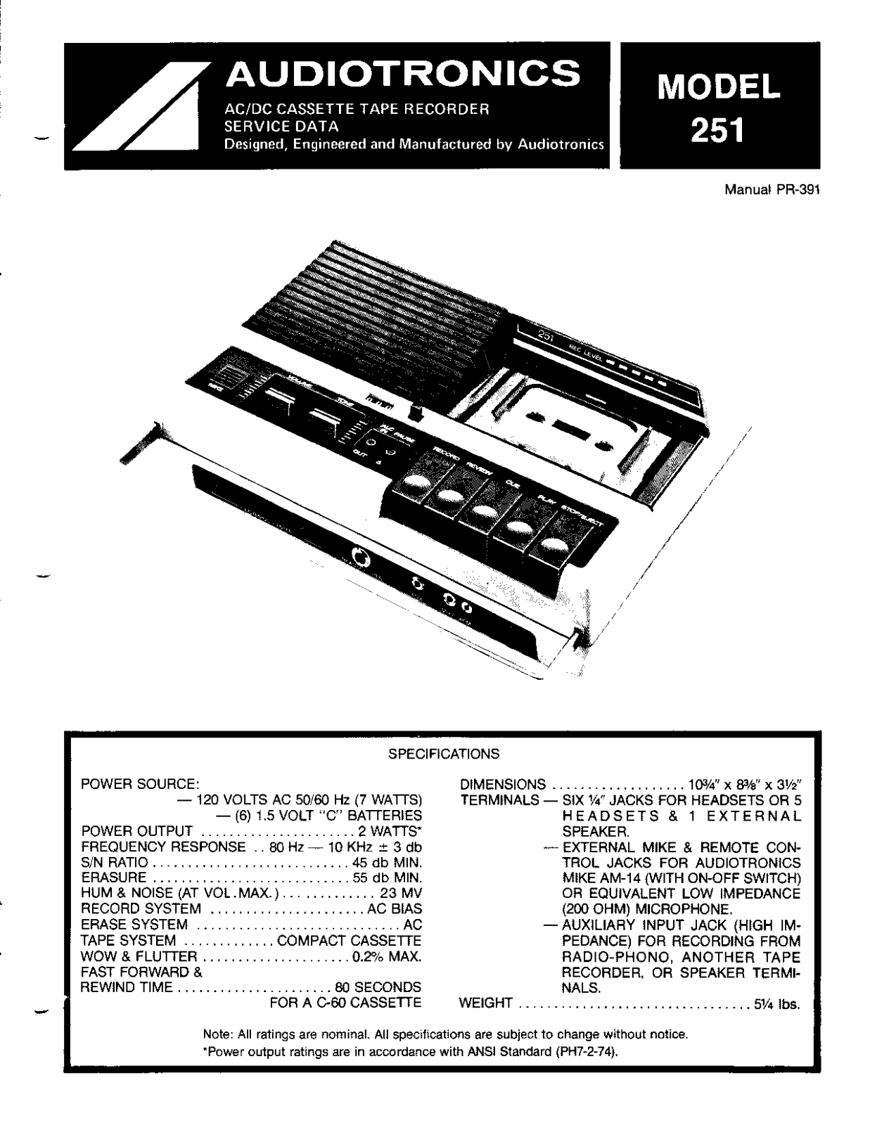 Audiotronics 251 User Manual - ManualMachine.com